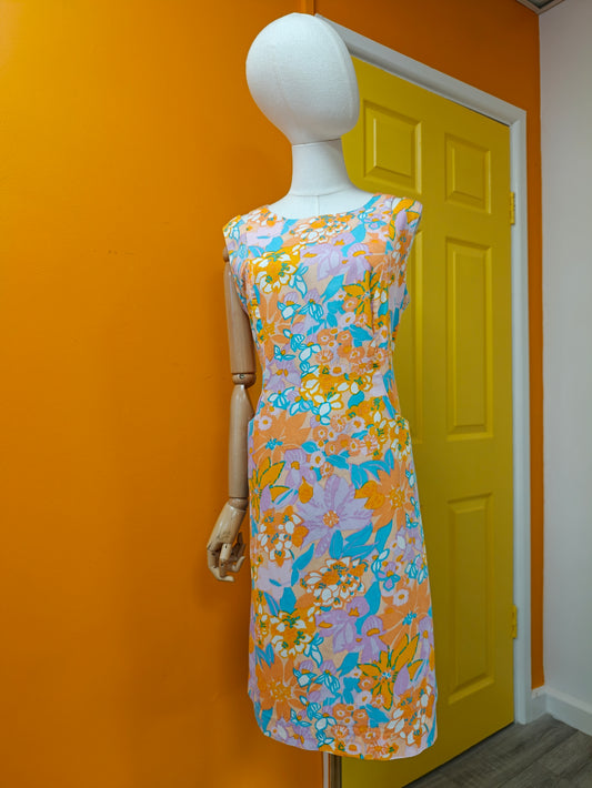 1960s floral cotton dress - M/14