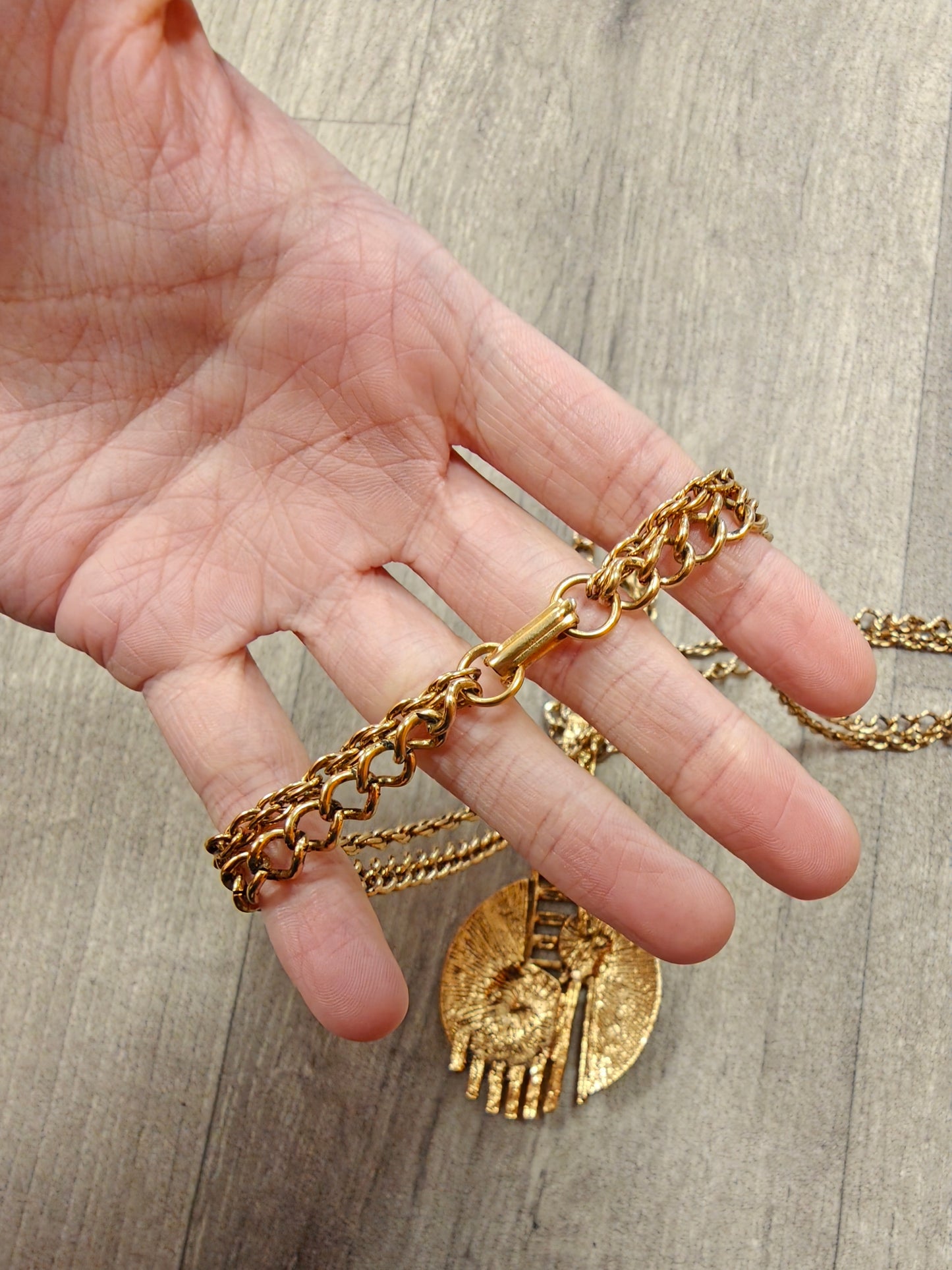 60s/70s gold tone brutalist necklace