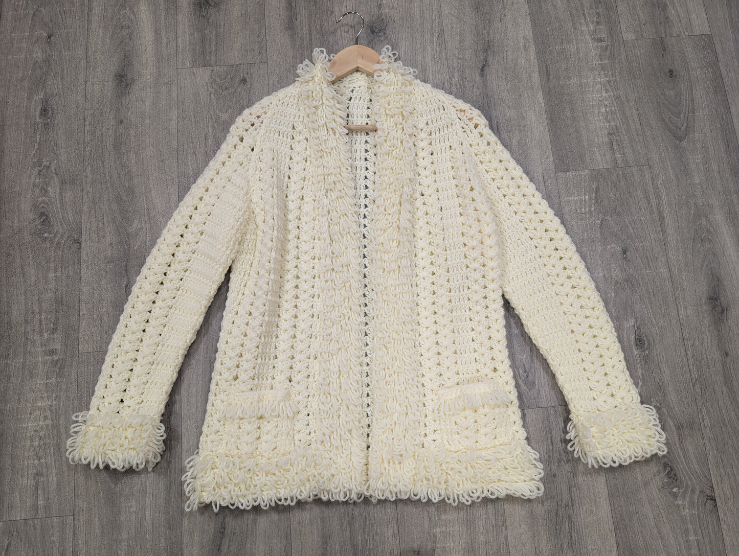 1970s crocheted loop stitch cardigan - XS/S