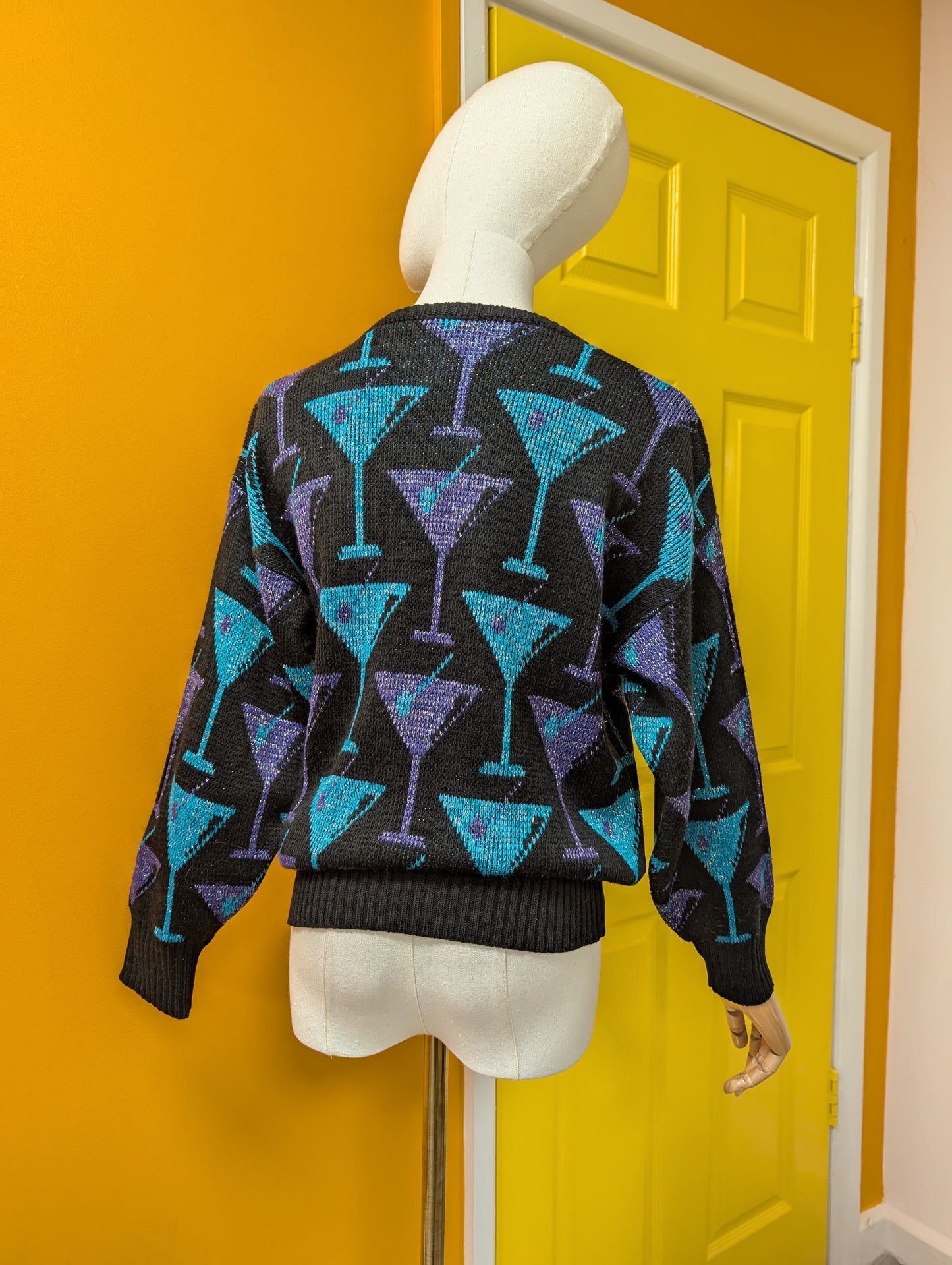 1980s novelty cocktail glass jumper - XS/S