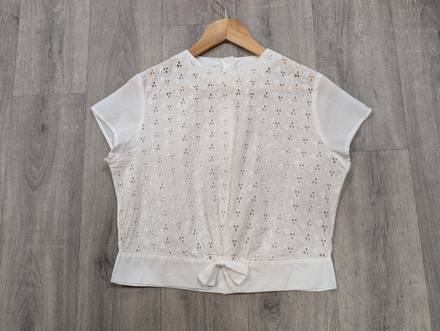 1960s white cotton broderie anglaise blouse - M/12/14