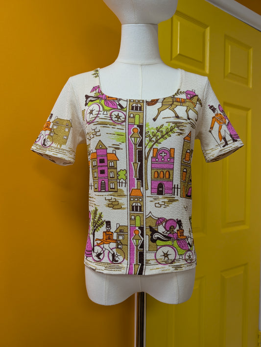 1970s novelty print top - S/M