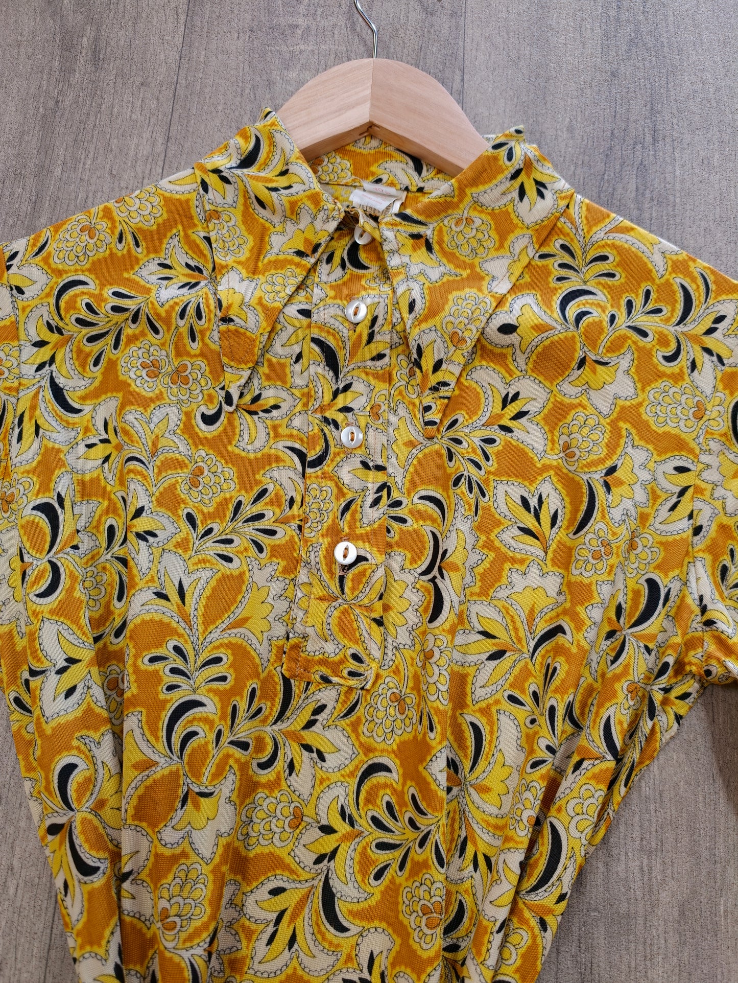 1970s belted dagger collar shirt - M