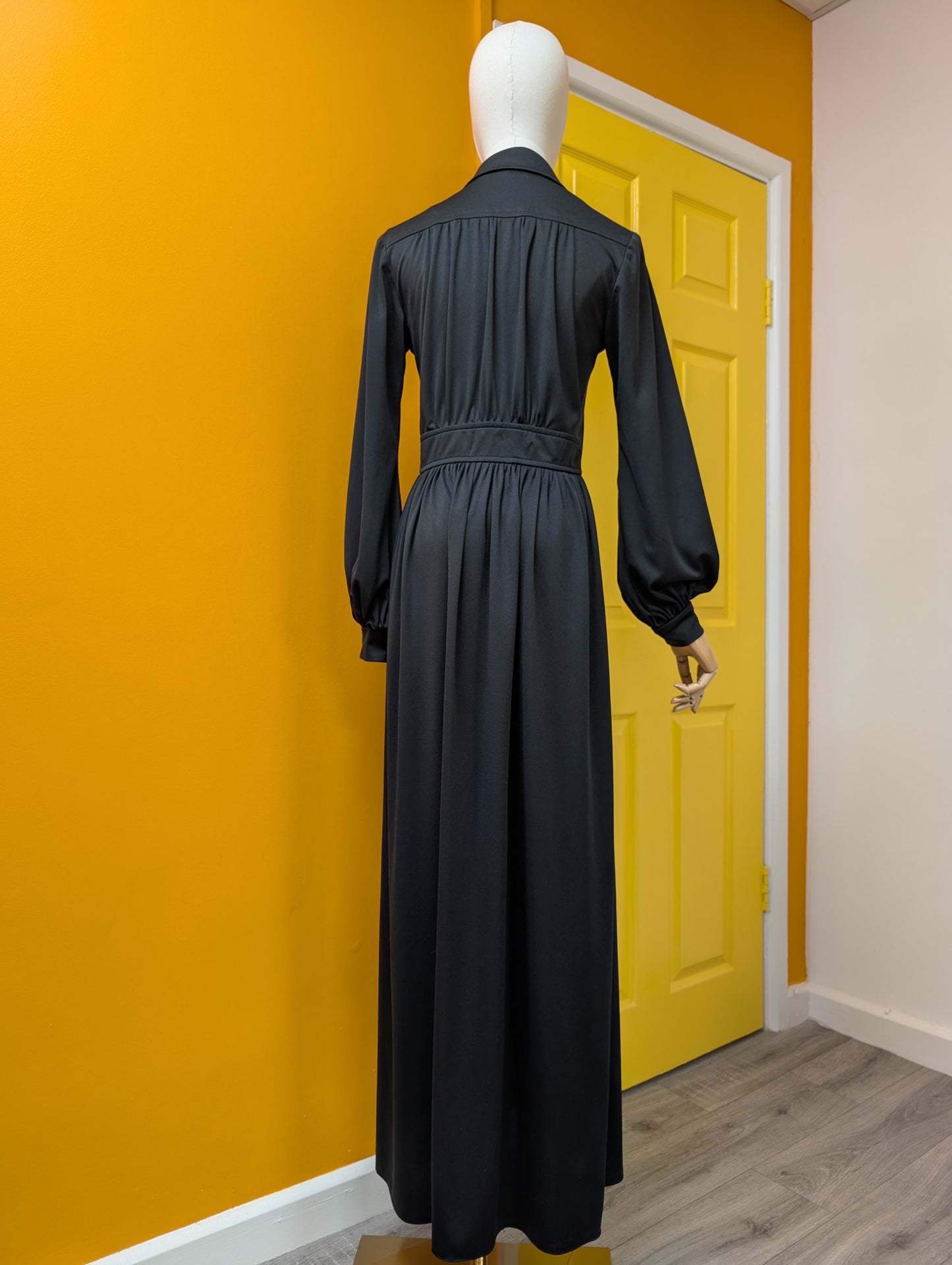 1970s Marion Donaldson black maxi dress - S/8/10