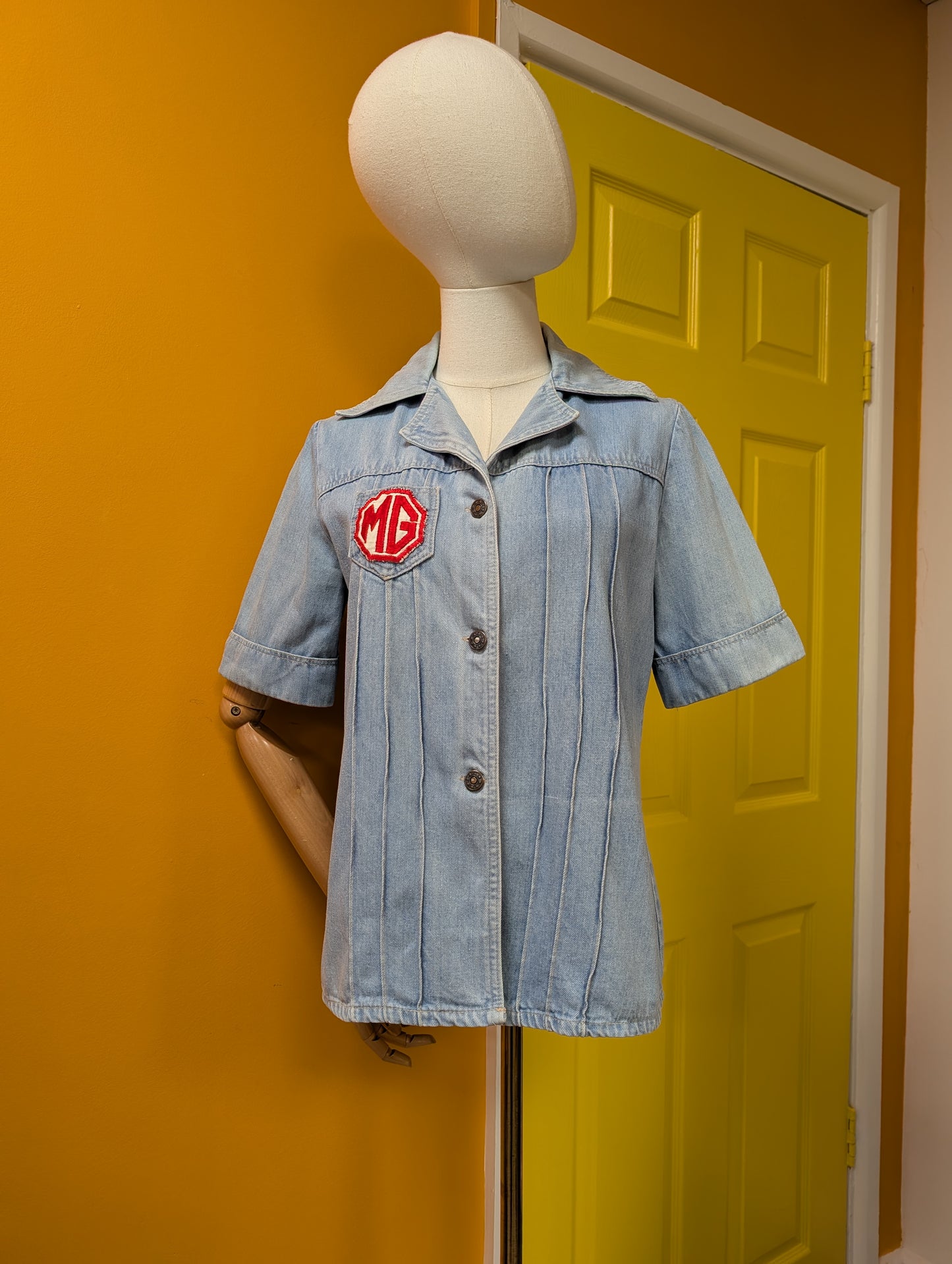 1970s denim shirt with MG patch - S