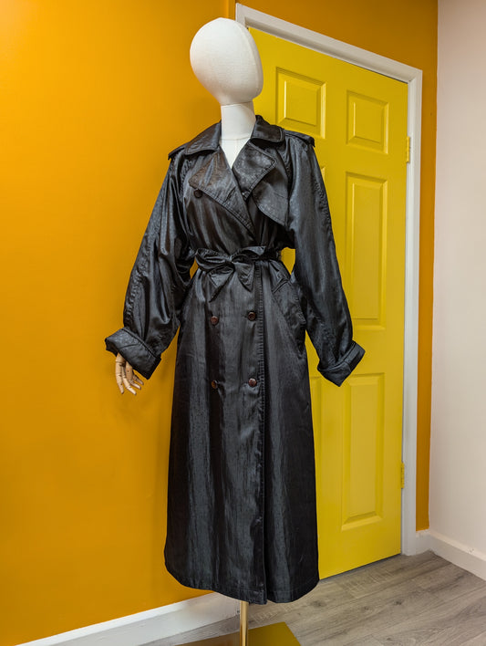 1980s 4 Seasons black trench coat - S/M