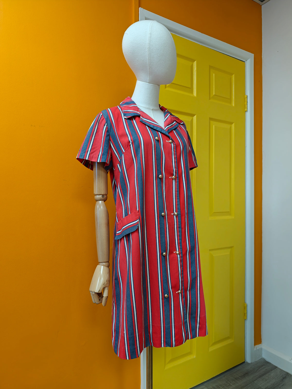 1960s Shapiro Melbourne striped cotton dress - L/16/18