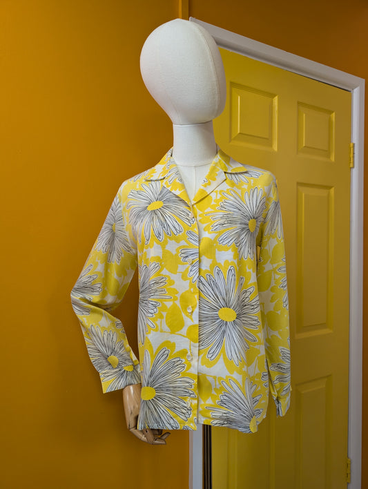 1960s yellow floral shirt - S/M