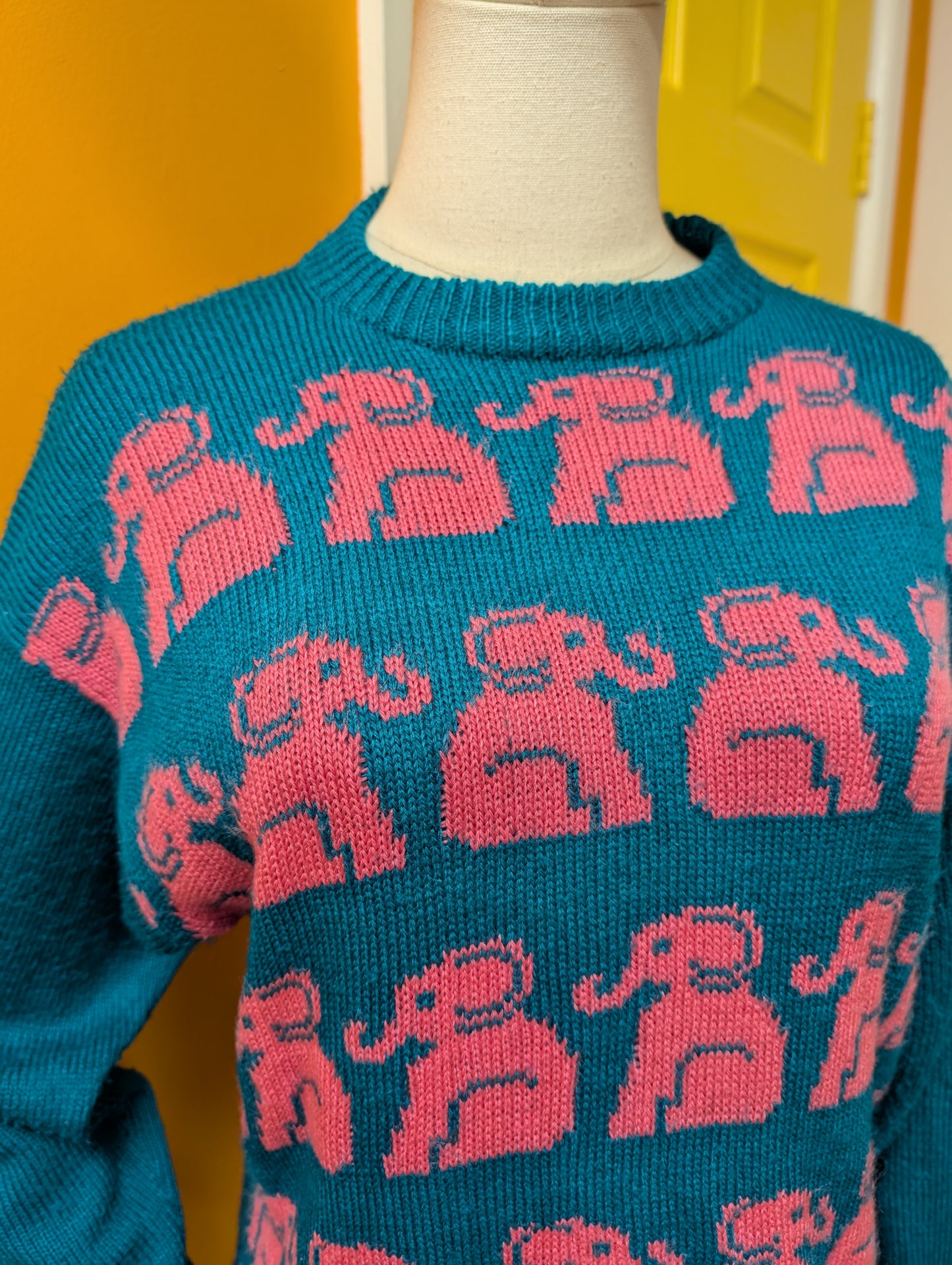 Hand knitted novelty elephant jumper - S/M