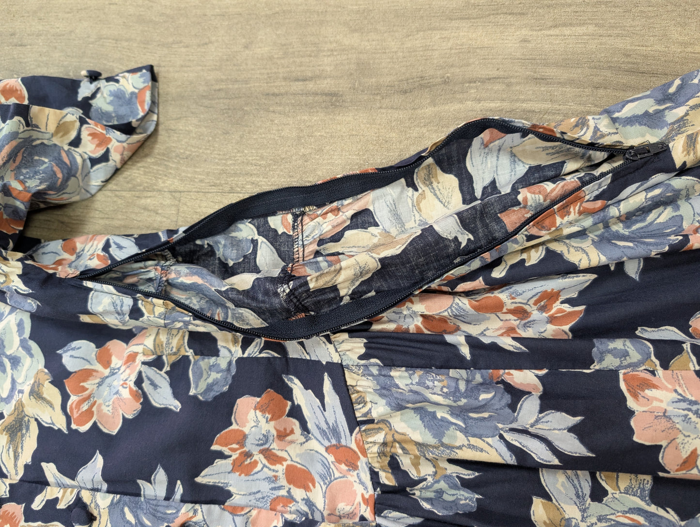 1990s Laura Ashley navy blue floral cotton dress - M/14