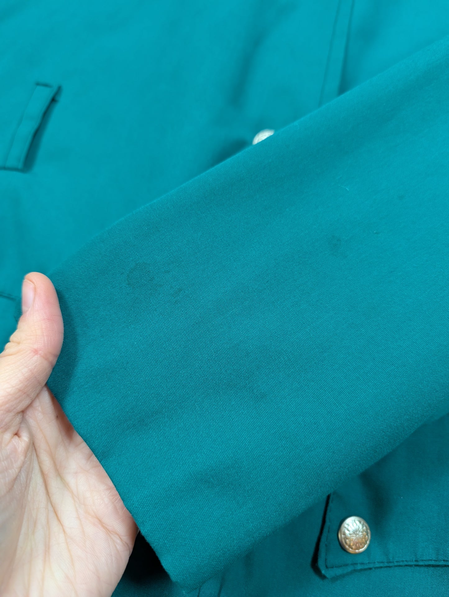 1970s green anorak with red fleece lining - S