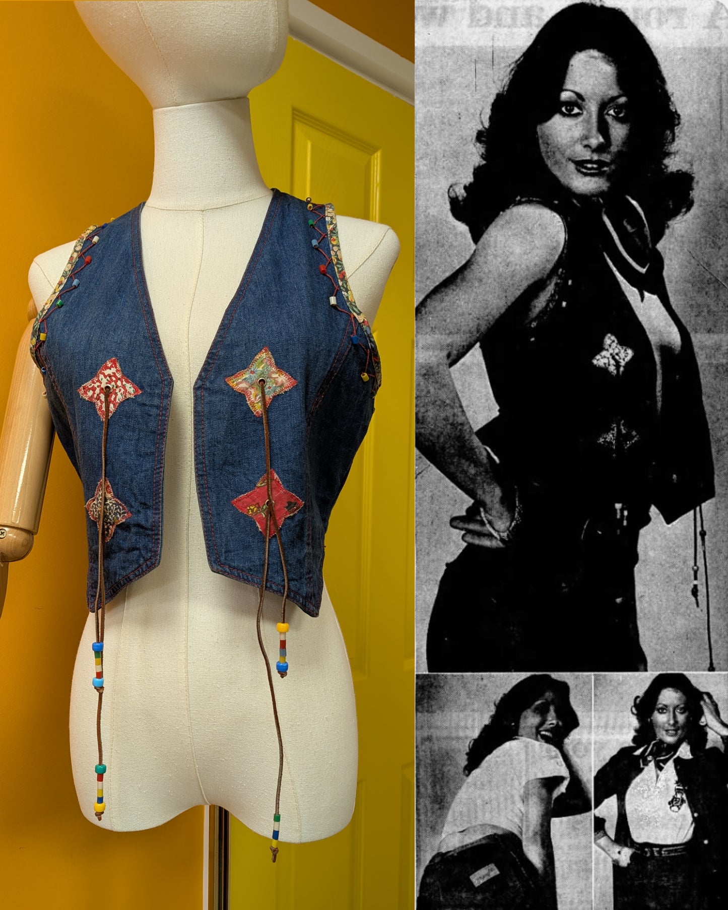 1970s Jump Jeans denim waistcoat - XS