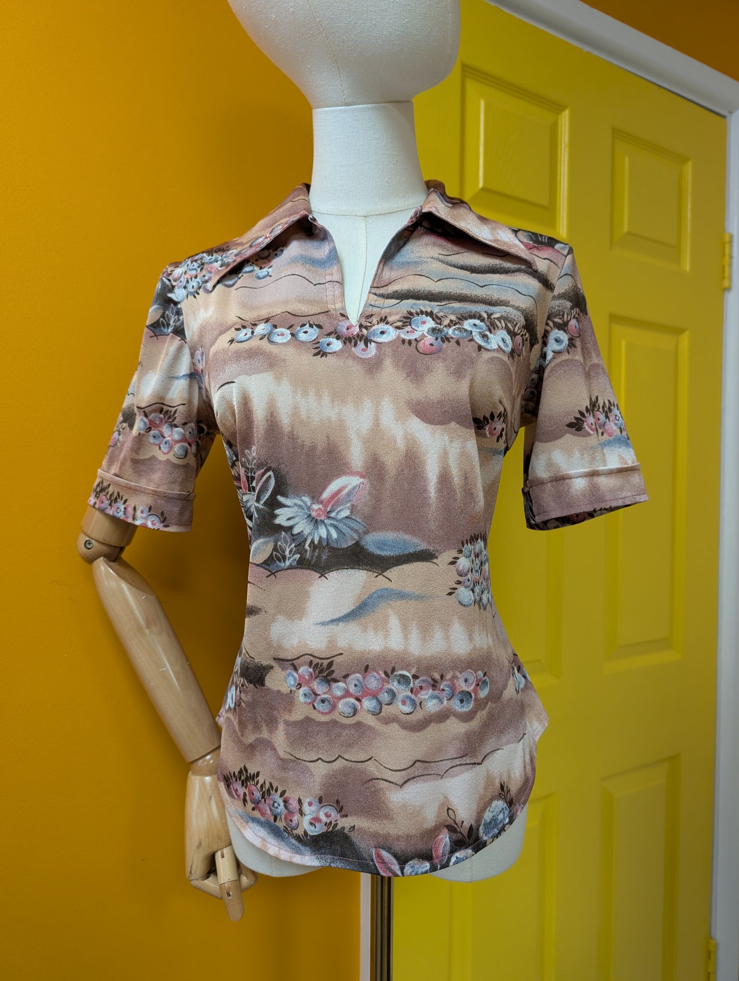 1970s floral print shirt - M