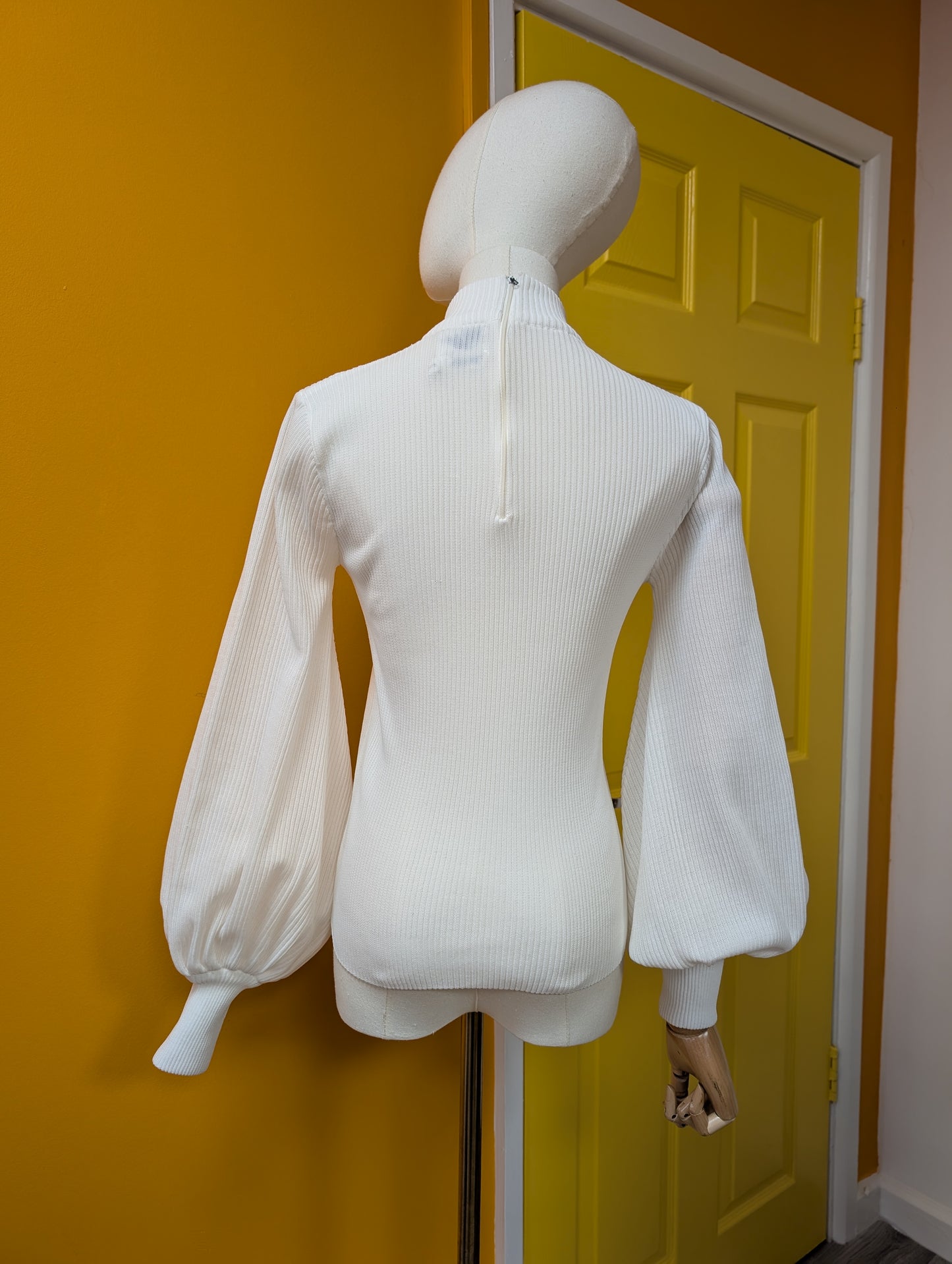 1970s Jersey Masters white bishop sleeve top