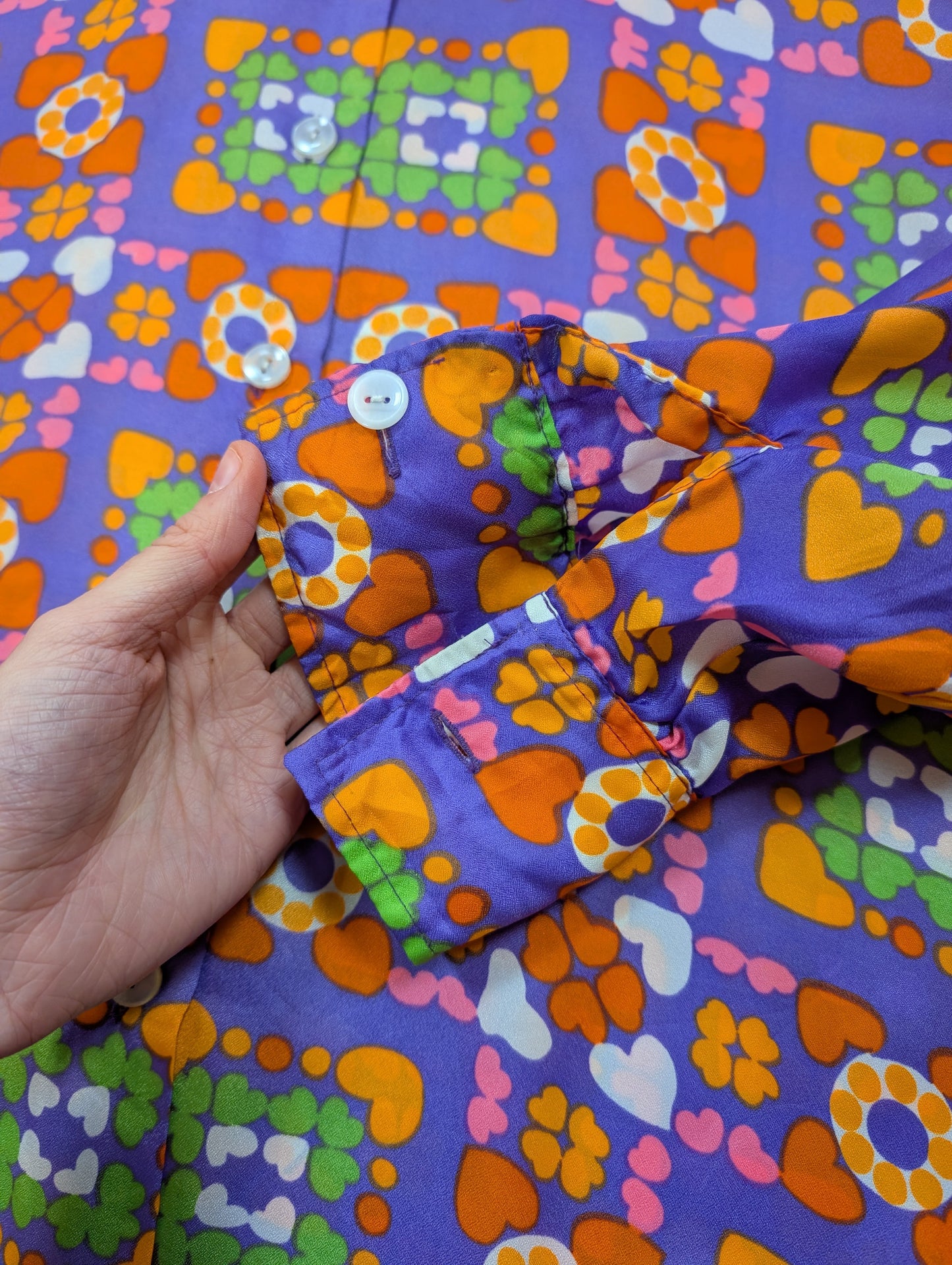 1970s Take #1 psychedelic dagger collar shirt - M
