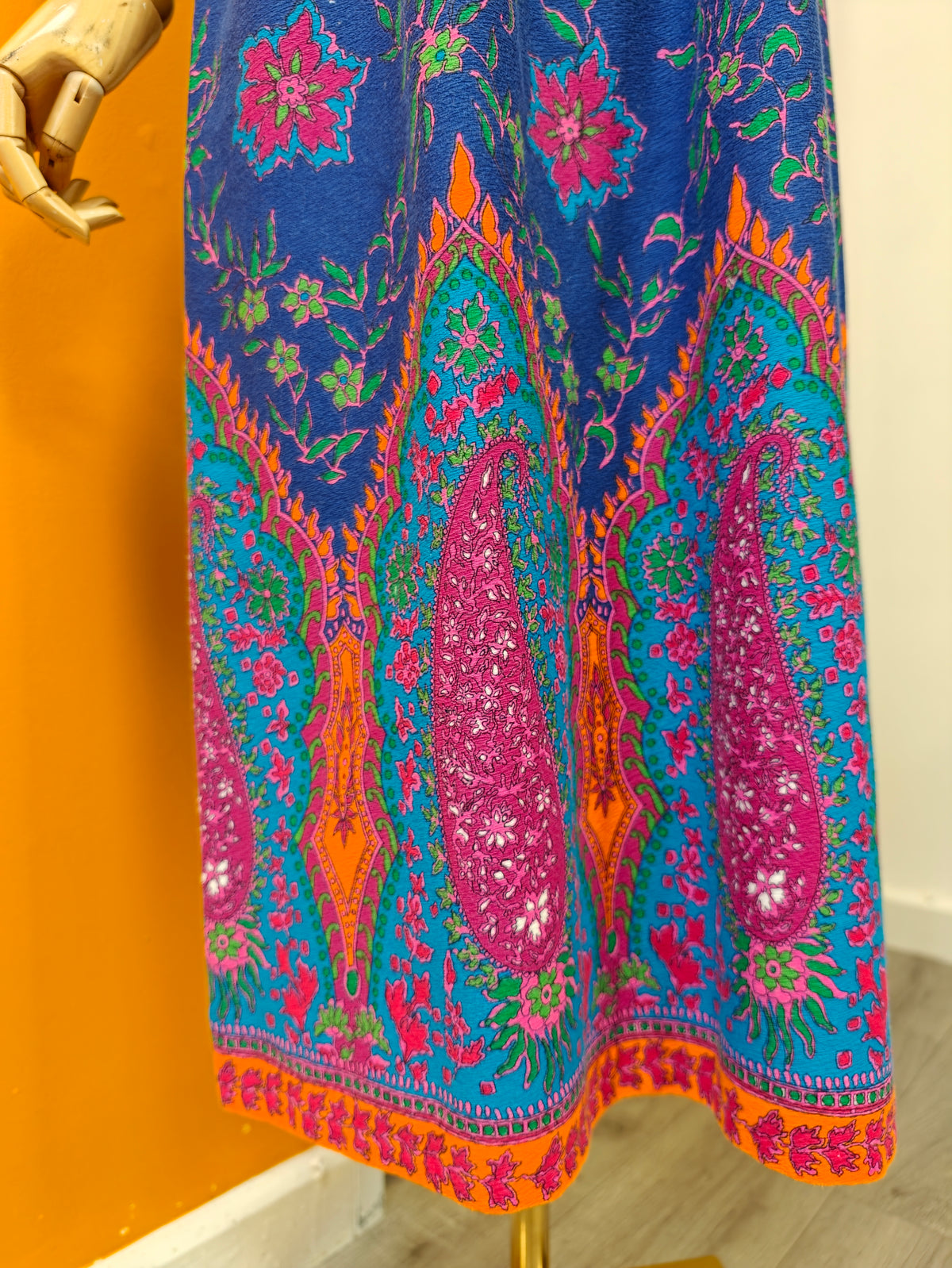 1960s psychedelic paisley cotton dress - XS/6