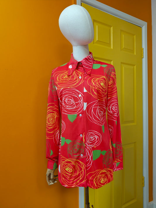 1970s Jantzen dagger collar shirt - M