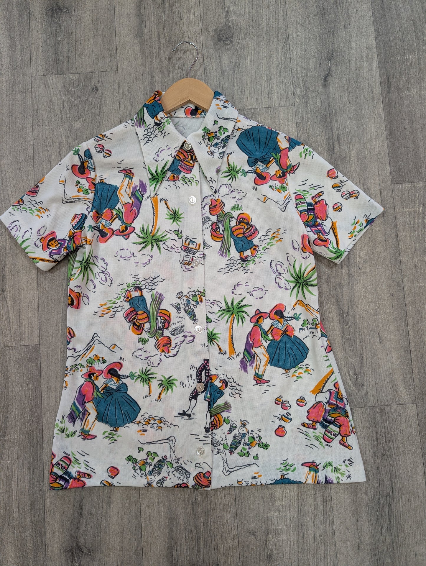 1970s novelty Mexican print shirt - M