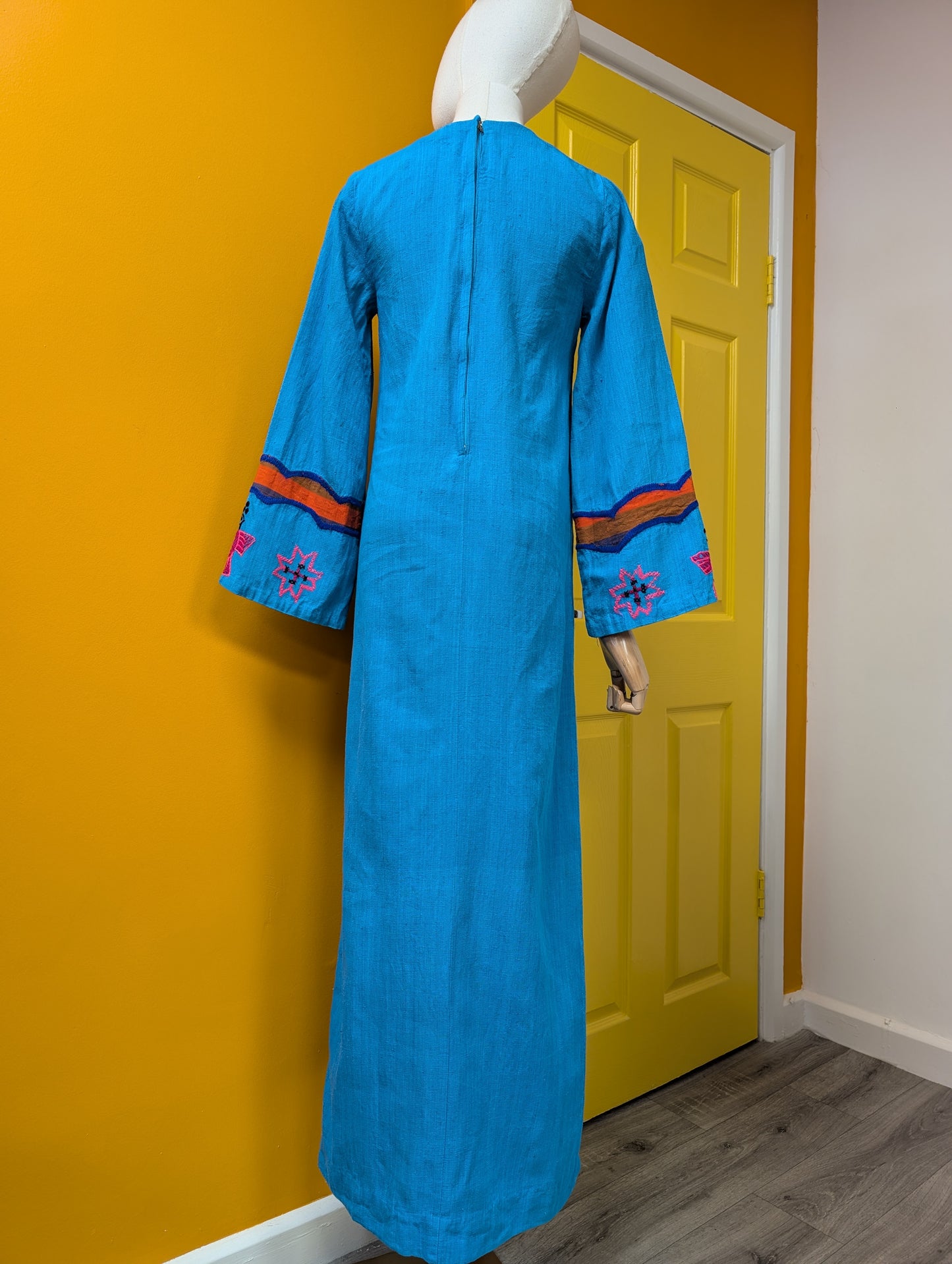 1970s Mexican embroidered cotton dress - XS