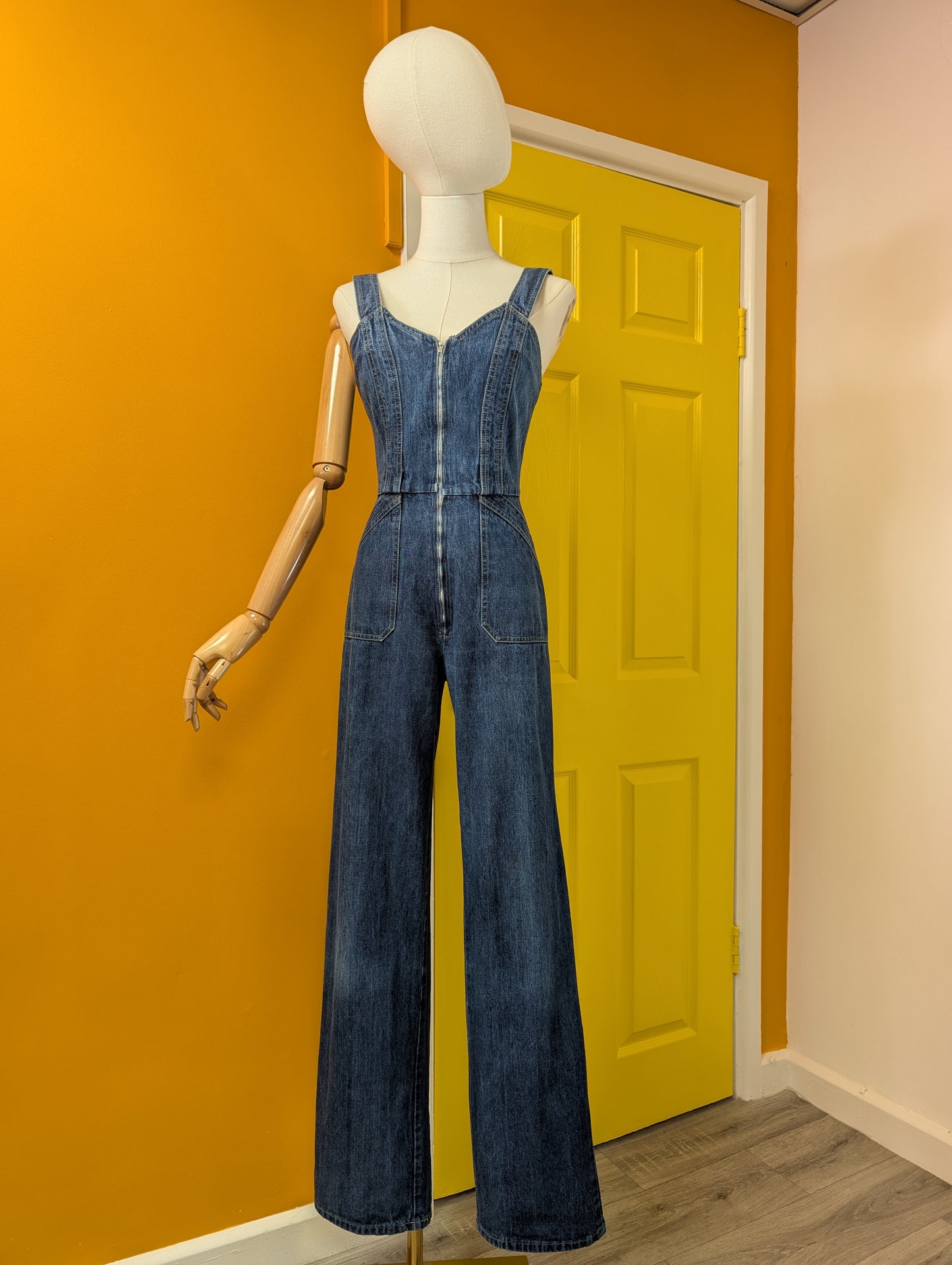 1970s Foxmoor denim zip front jumpsuit - XS/6
