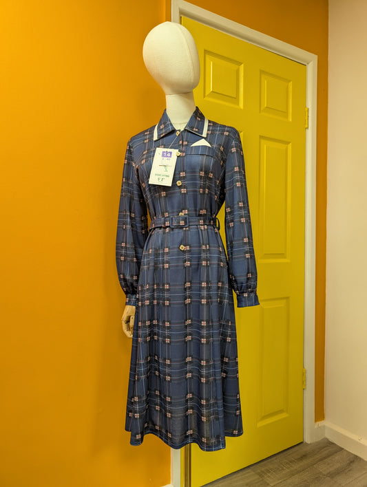 Deadstock 1980s check dress & belt - M