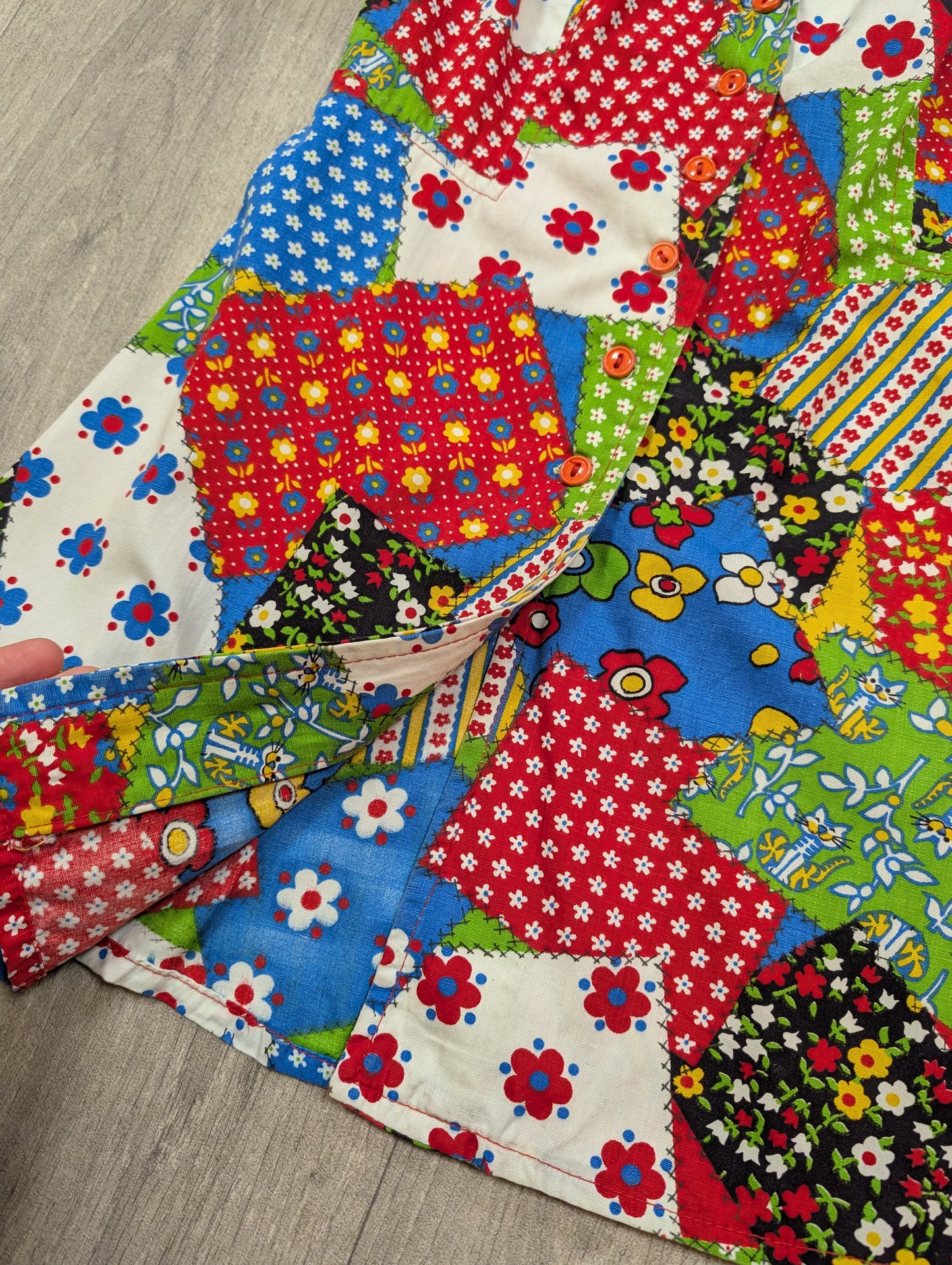 1970s Louis Caring novelty patchwork print - XS