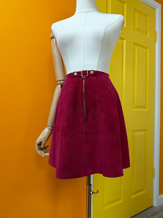 1960s suede mini skirt - 26" waist