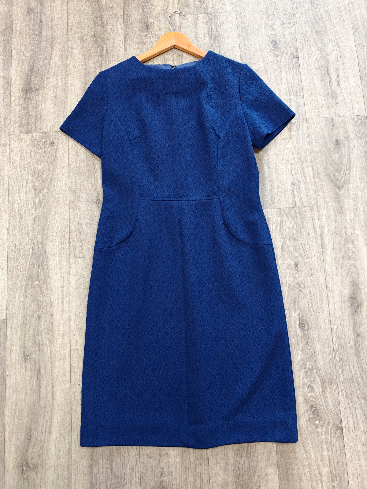 1960s navy blue crimplene dress - M/14