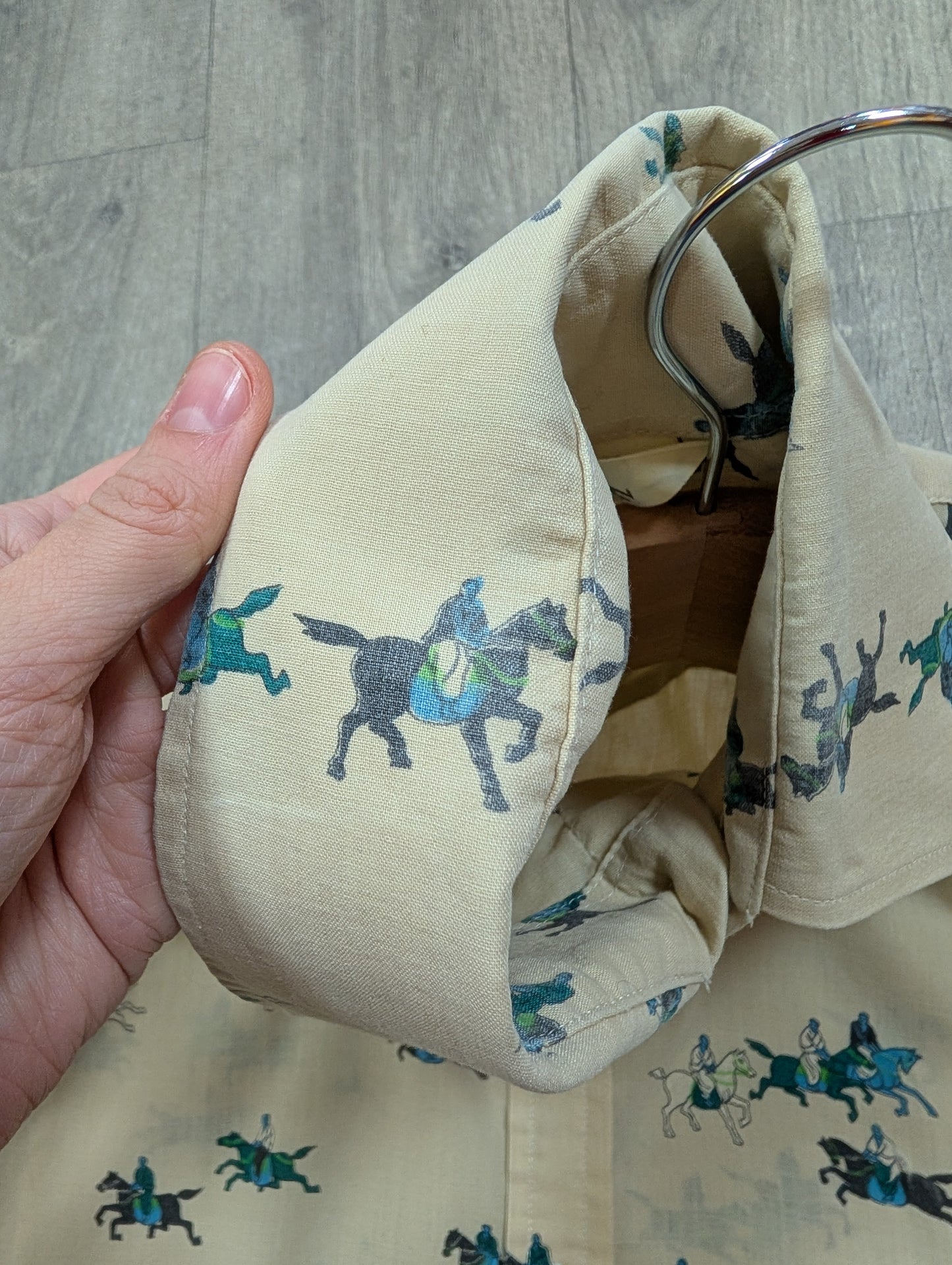 1970s Ben Sherman novelty horse print dagger collar shirt