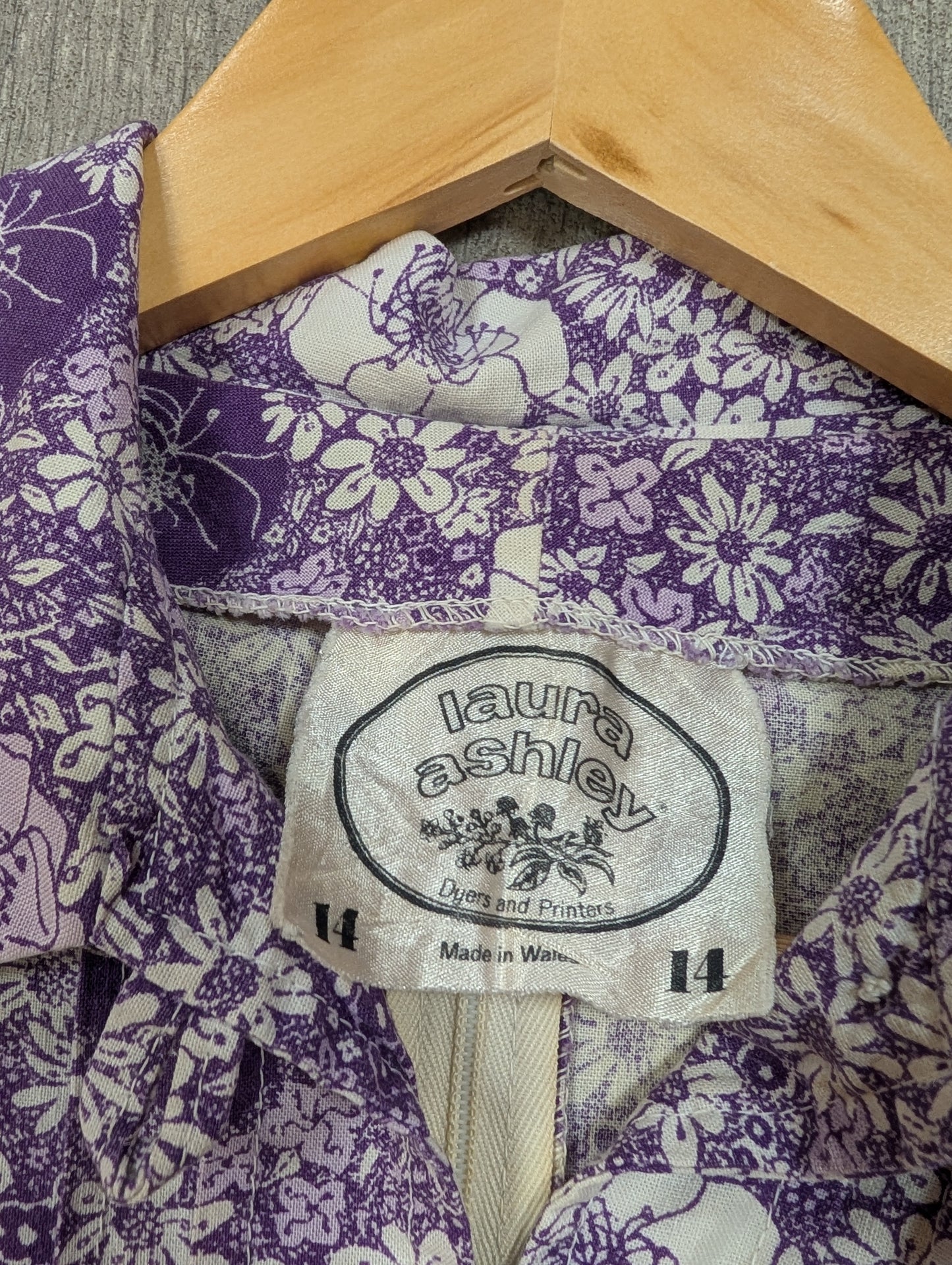 1970s made in Wales Laura Ashley purple floral dress - S/10
