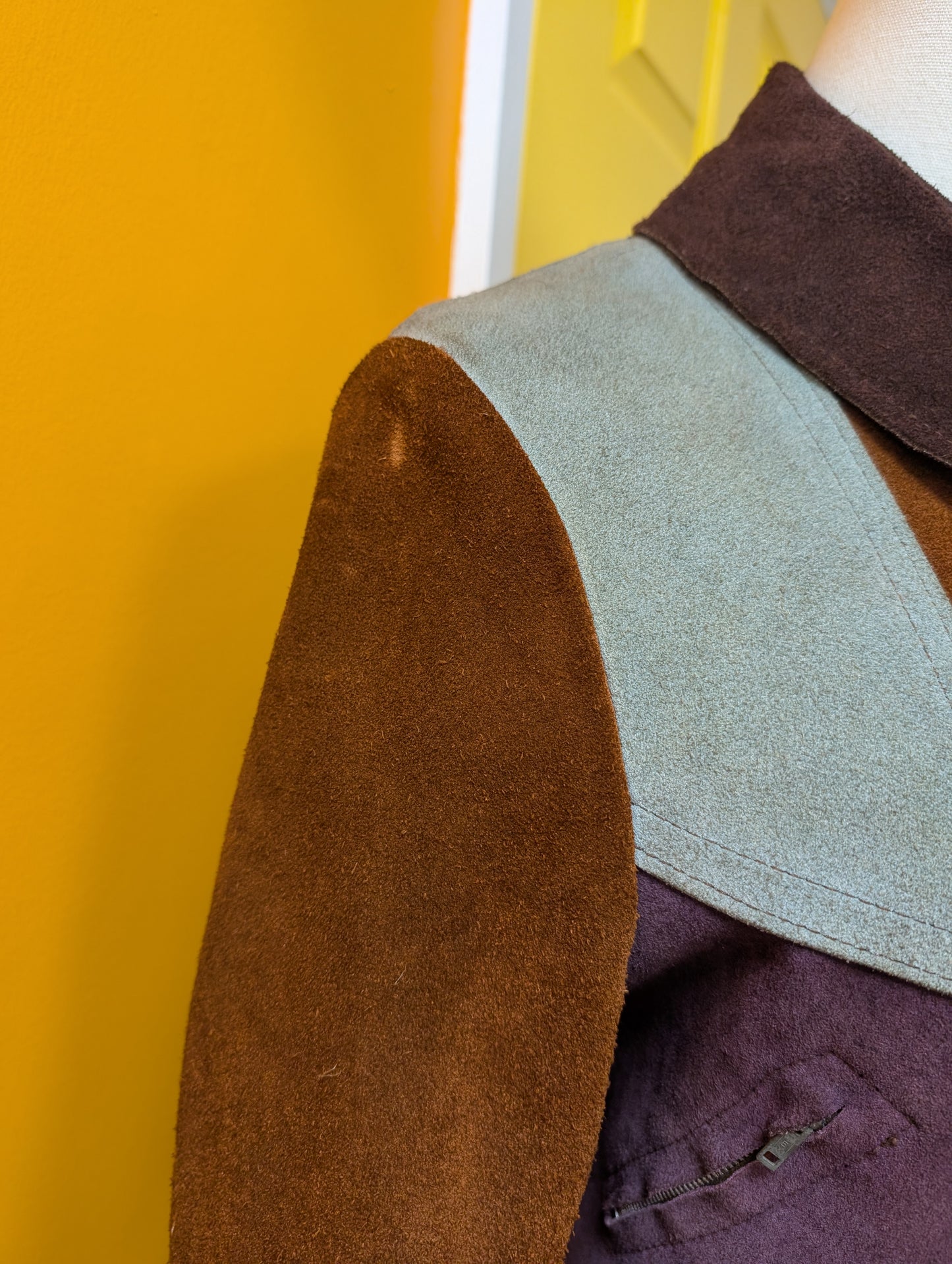 Epic 1970s colour block suede jacket - S/8