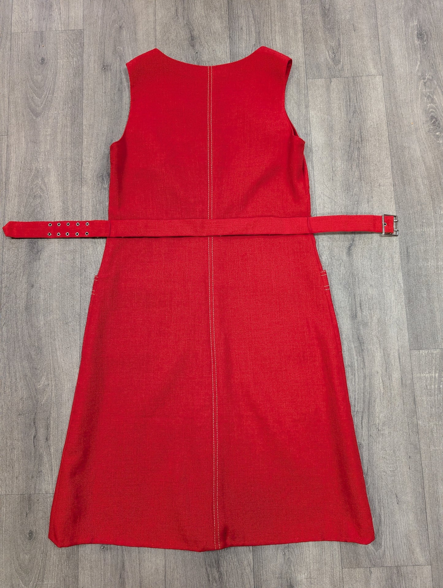 60s/70s red dress and belt - S/8/10