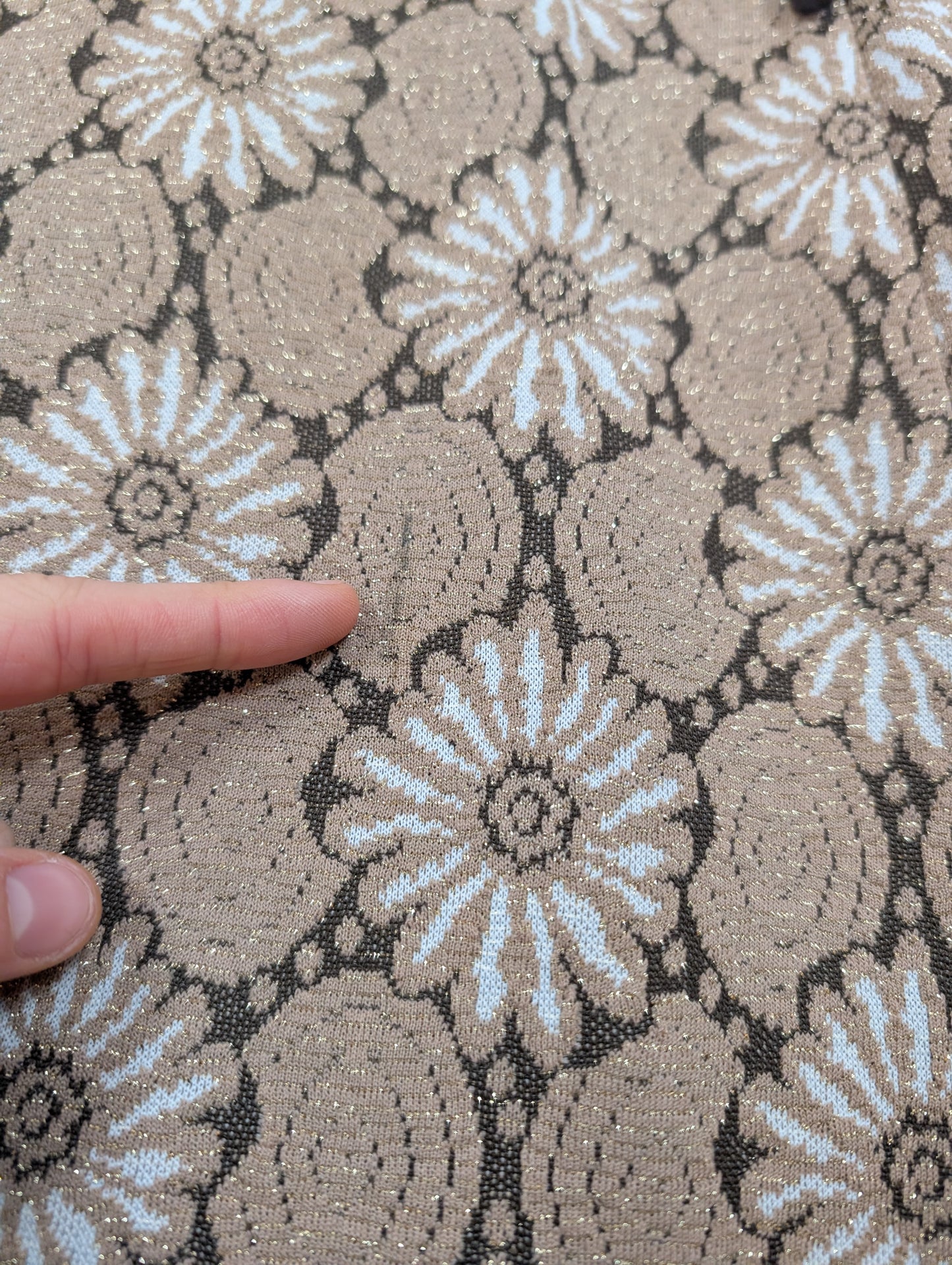 1960s gold crimplene dress - L/16