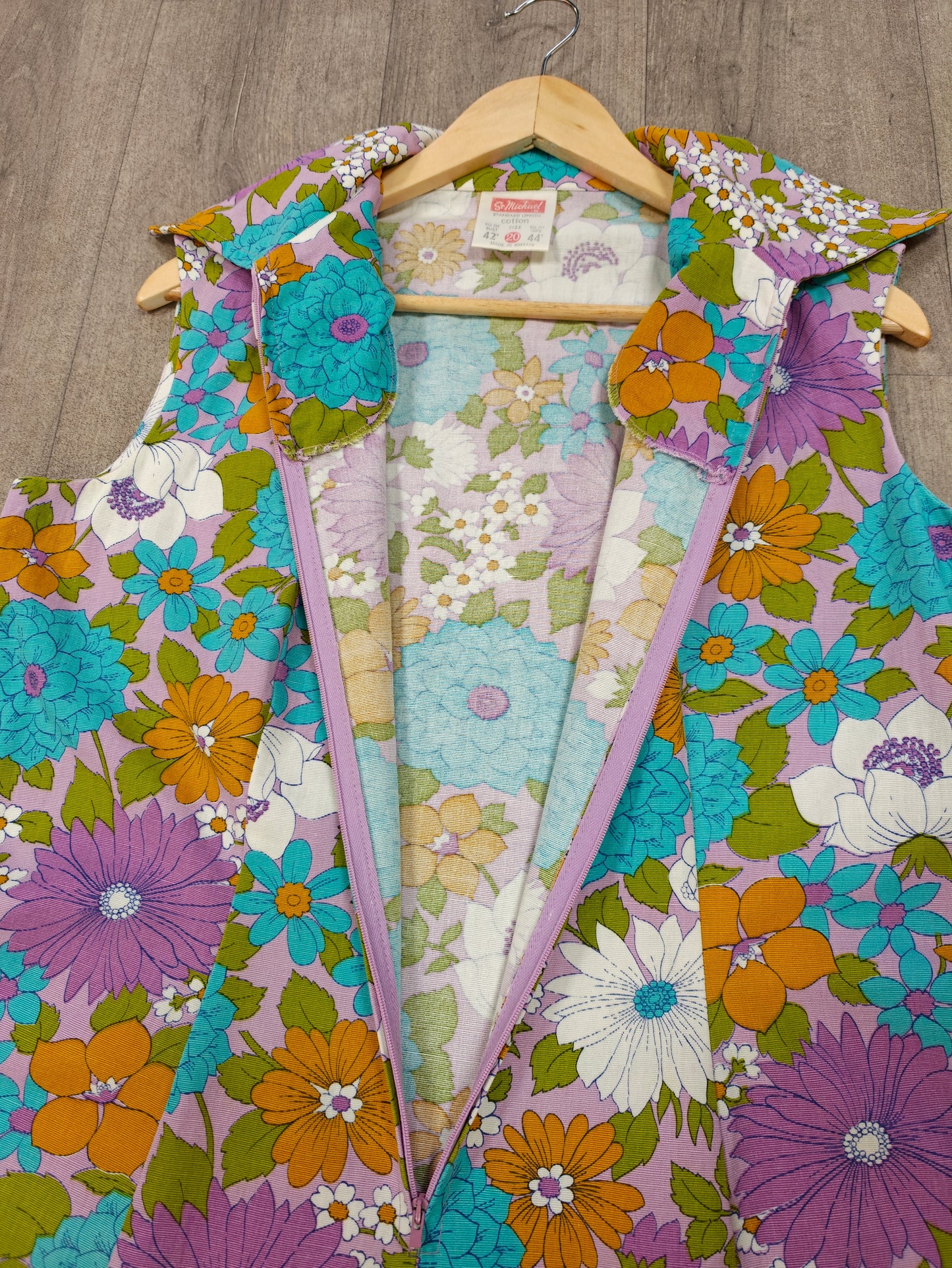 1960s St Michael flower power cotton dress - L/16/18