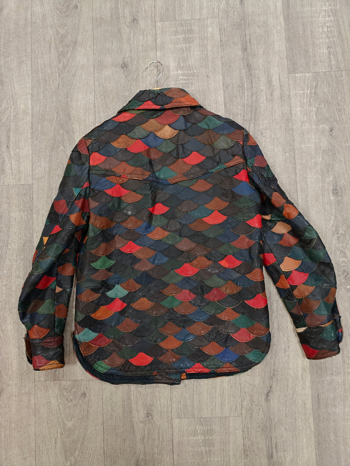 1970s fish scale patchwork leather jacket - XS/S