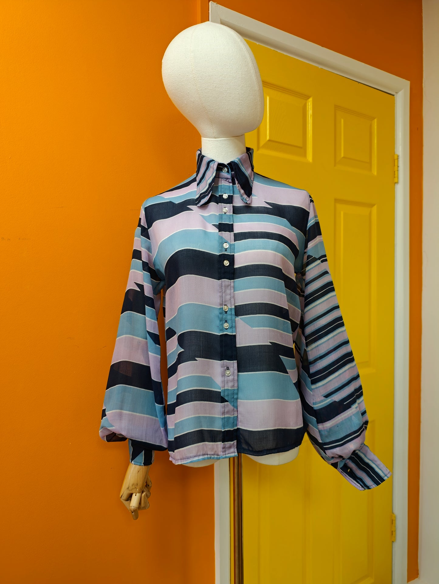 1970s Mark Roberts balloon sleeve shirt - S/M