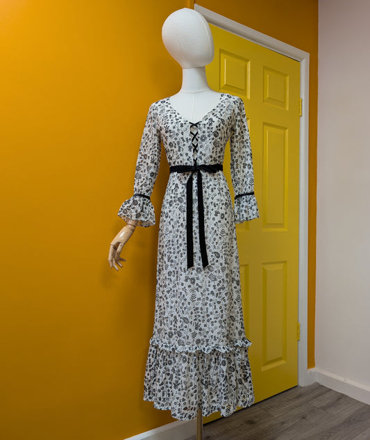 1970s Richard Shops black and white maxi dress - S/8