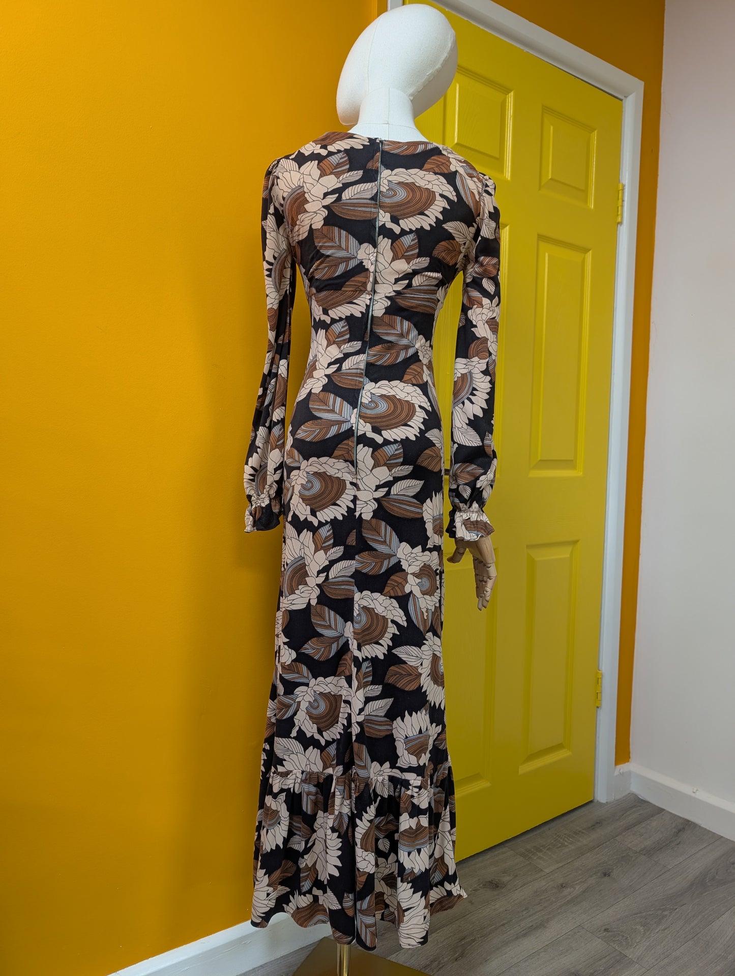 1970s Lewis Barnett floral dress - XS