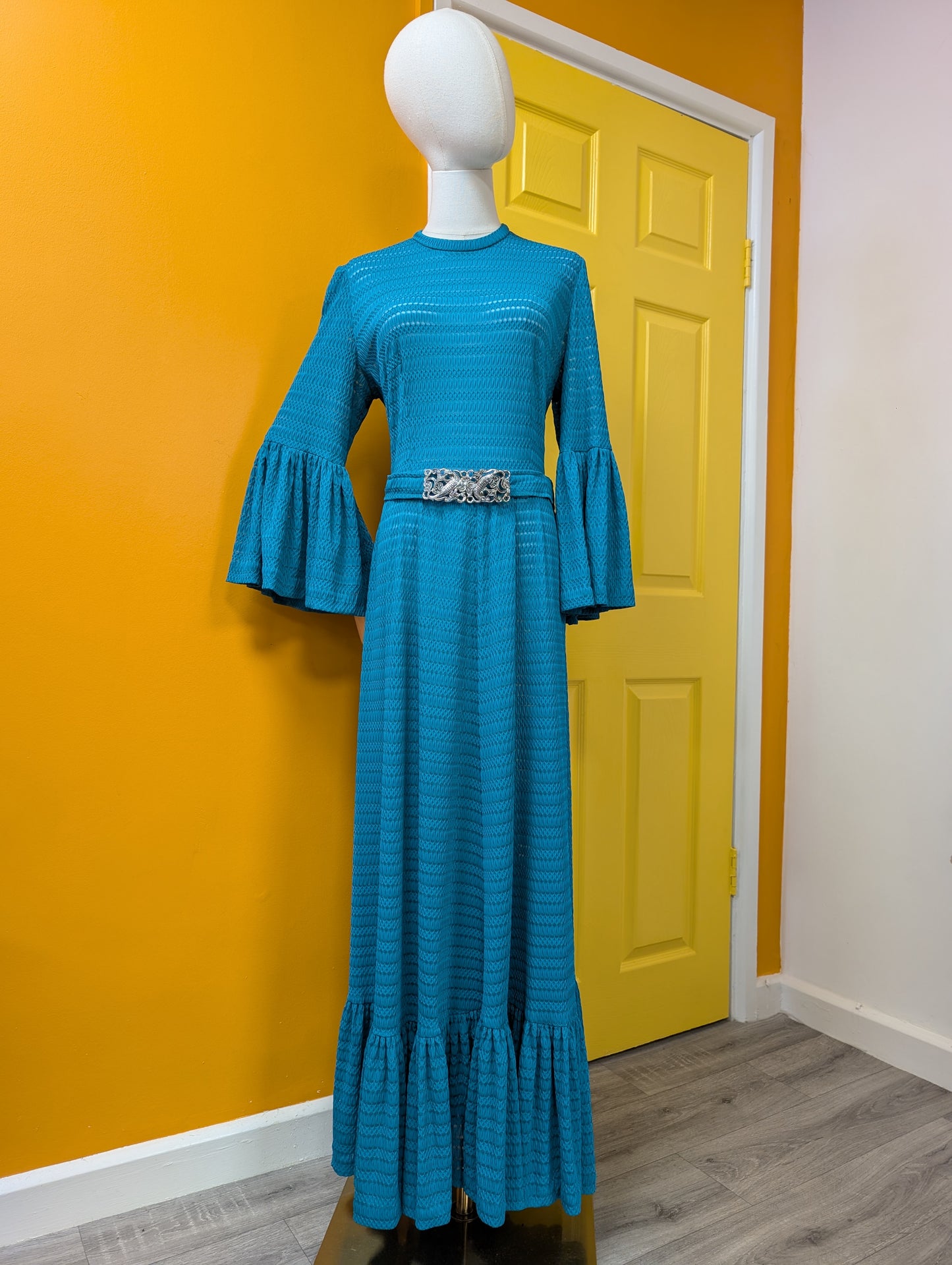 1970s Berkertex maxi dress & belt - L/16