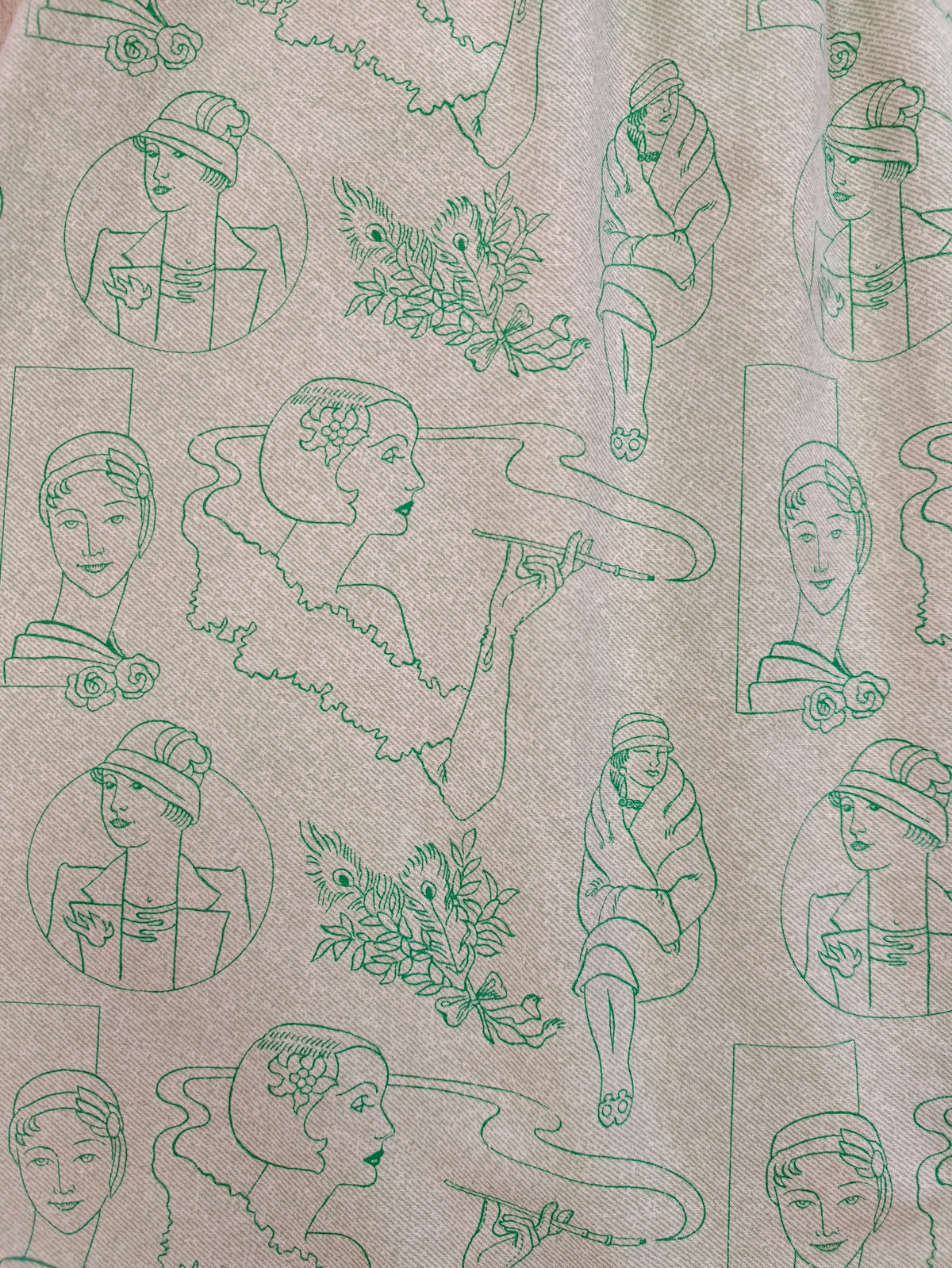 1970s novelty Art Deco print cotton skirt - 27" waist
