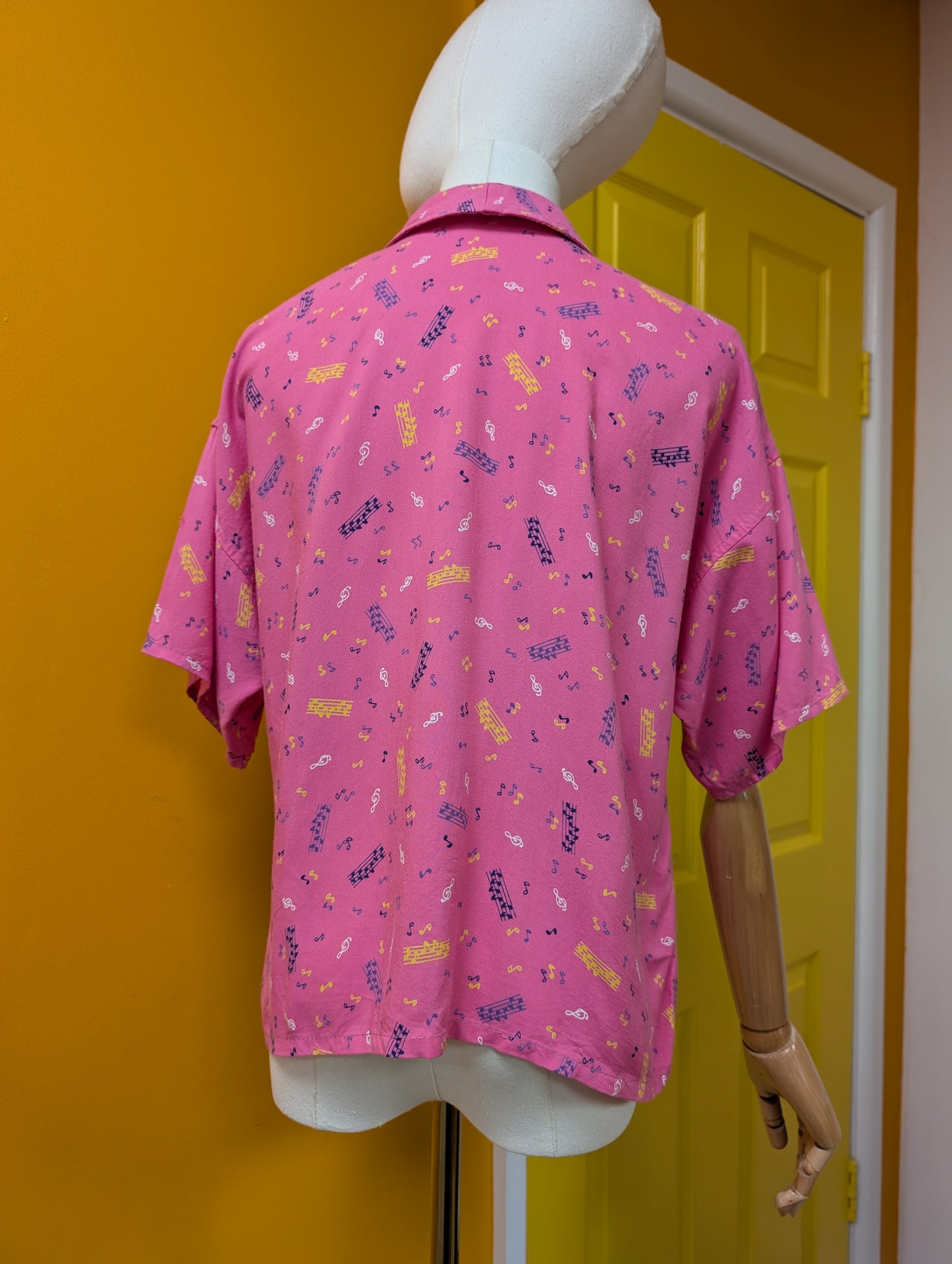 1980s novelty music note print shirt - S