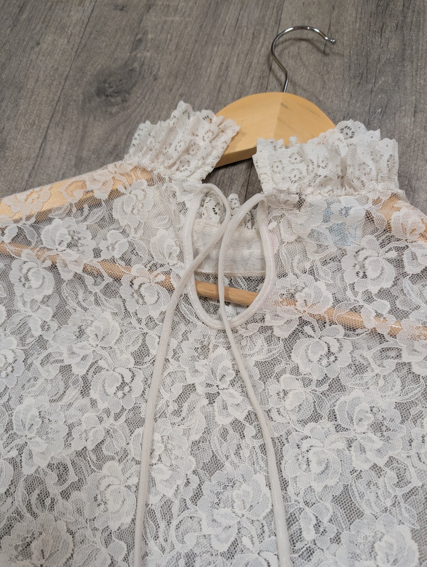 60s/70s Dorothy Perkins white nylon lace tunic - XS/S