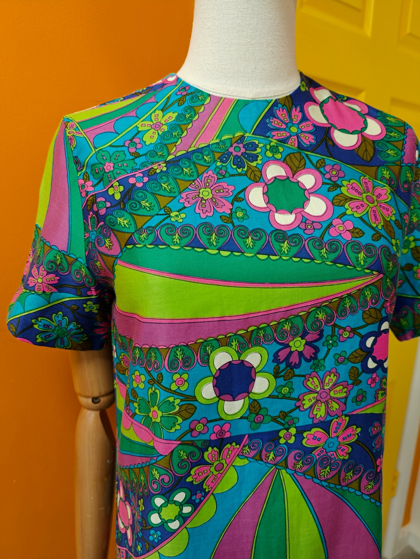 1960s psychedelic cotton dress - XS/S