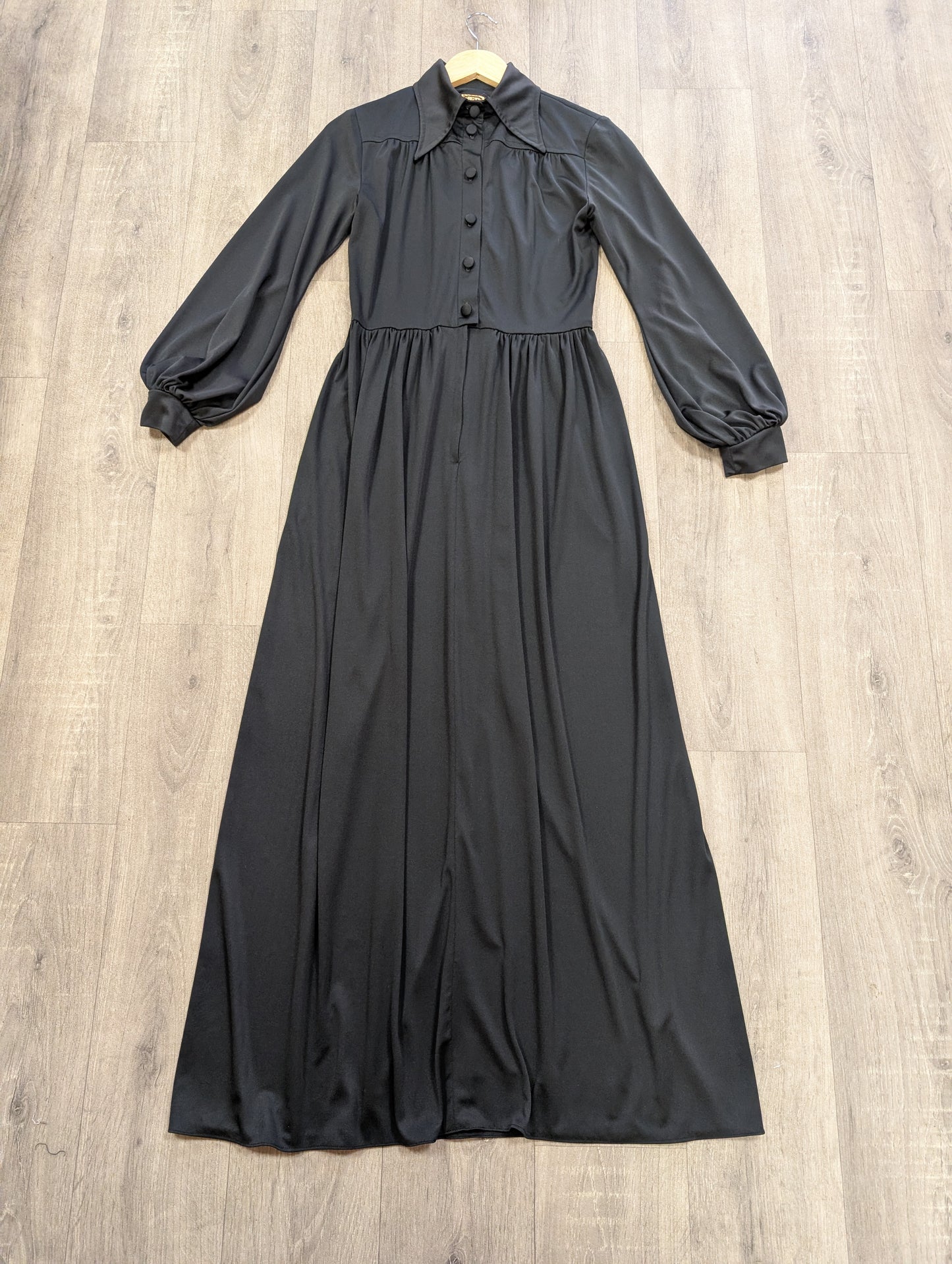 1970s Marion Donaldson black maxi dress - S/8/10