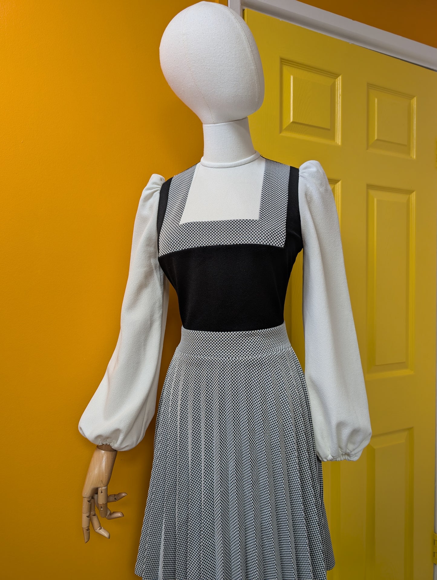 1970s Richard Shops black/white dress - XS/6/8