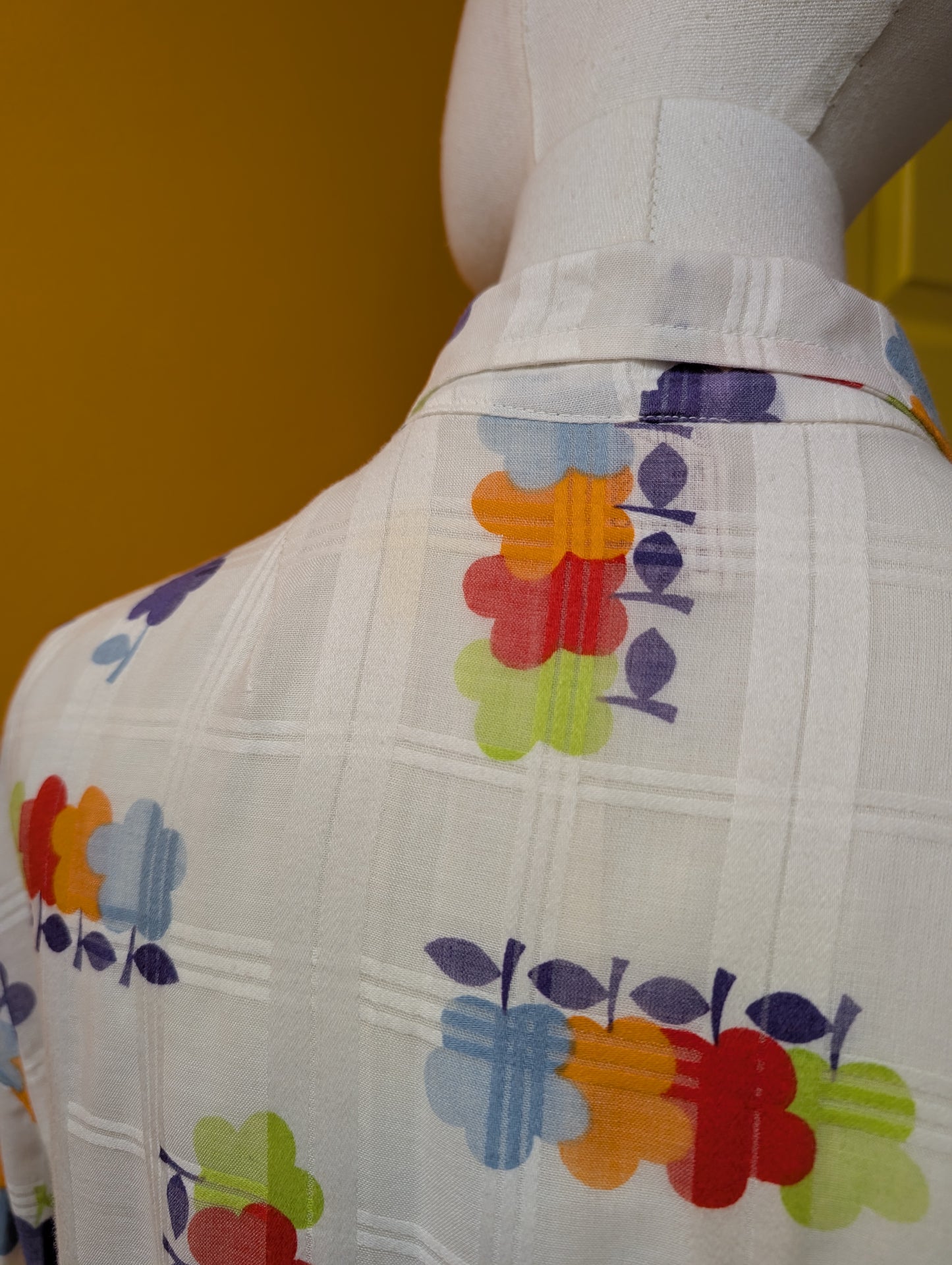 1970s novelty floral dagger collar shirt - M/L