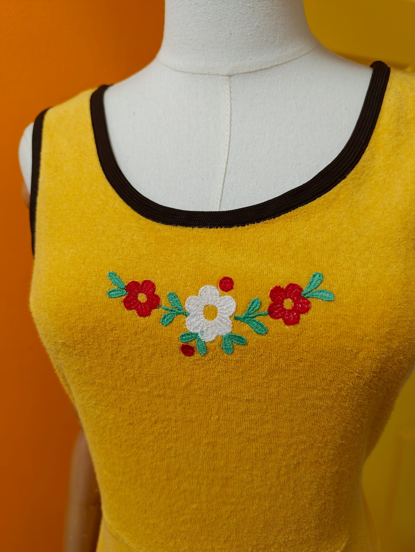 St Michael yellow towelling dress - S/8/10