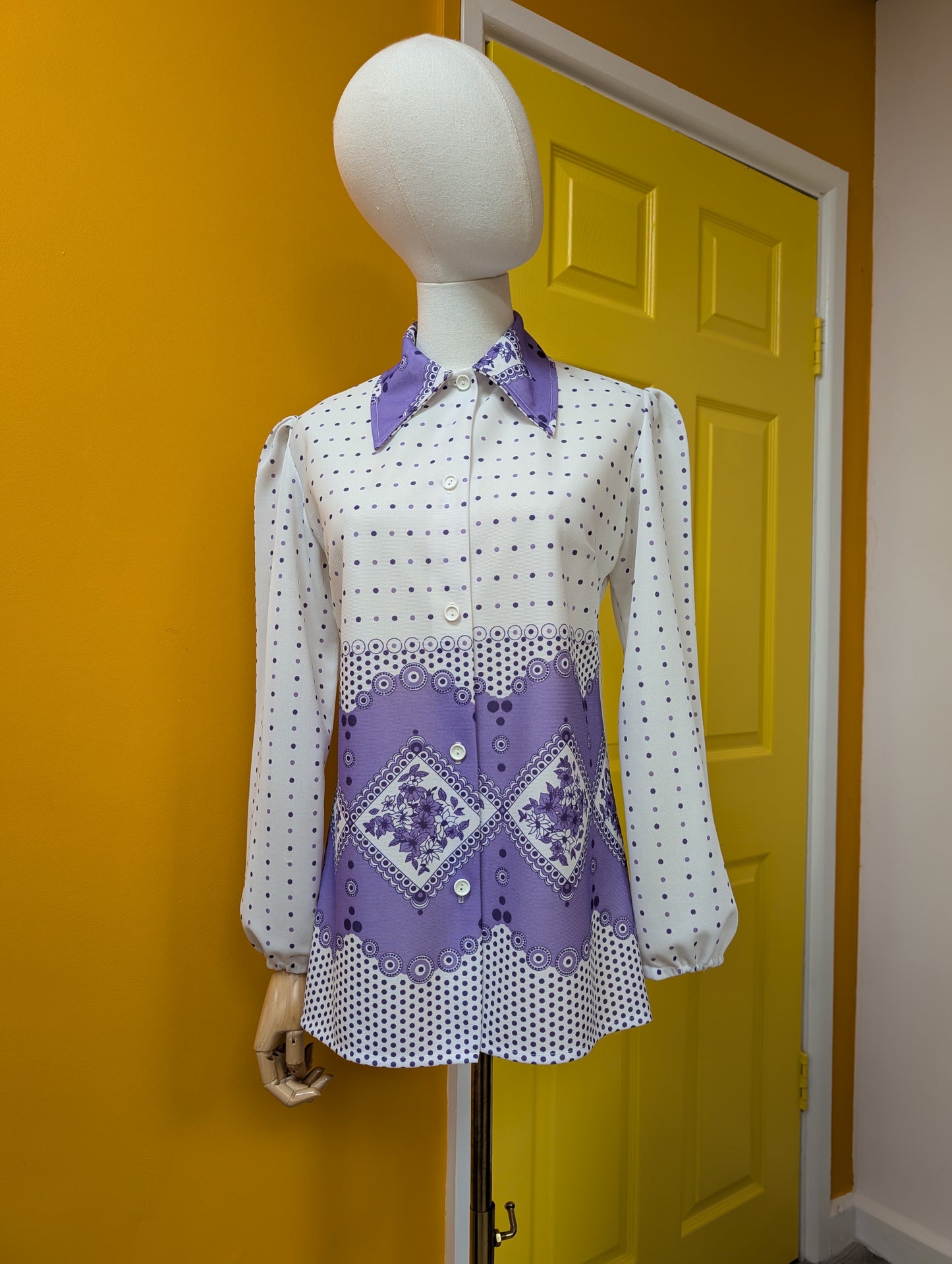1970s purple/white shirt - S