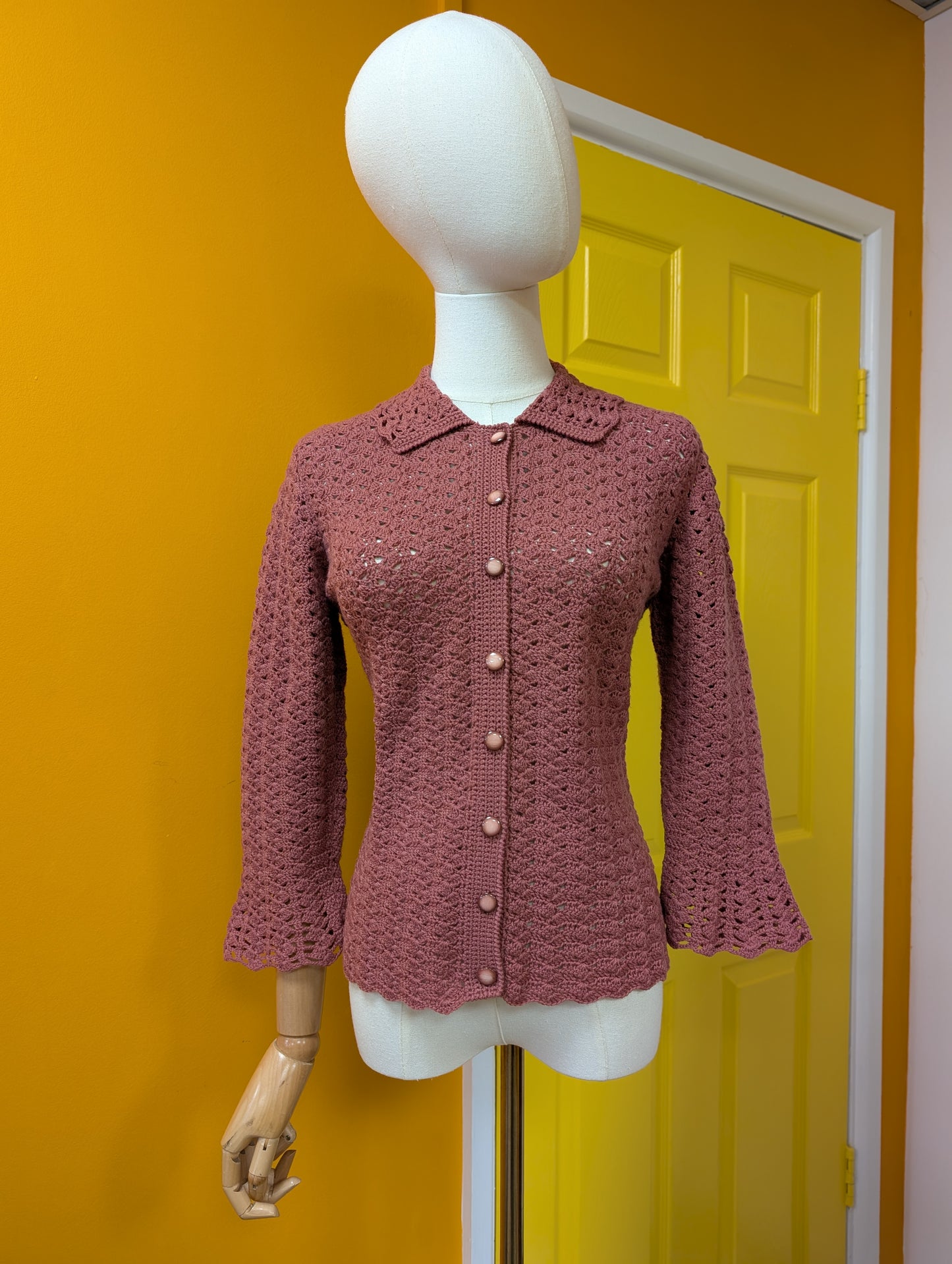 1960s crocheted cardigan - XS/S
