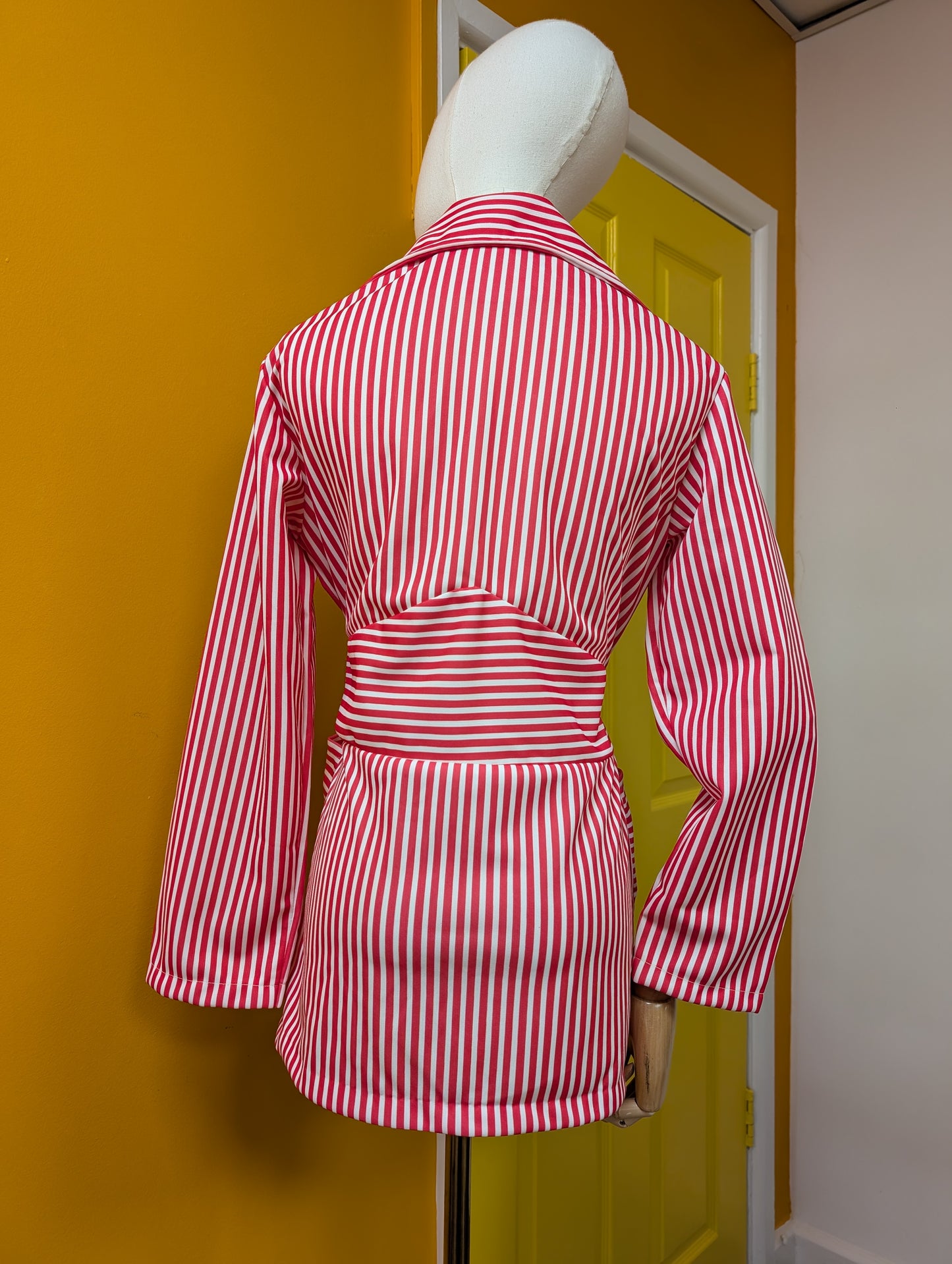 1970s pink & white striped jacket - S